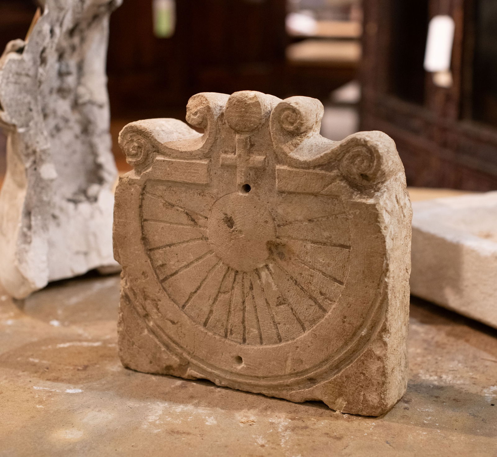 Early French Carved Stone Sundial (1 of 6)