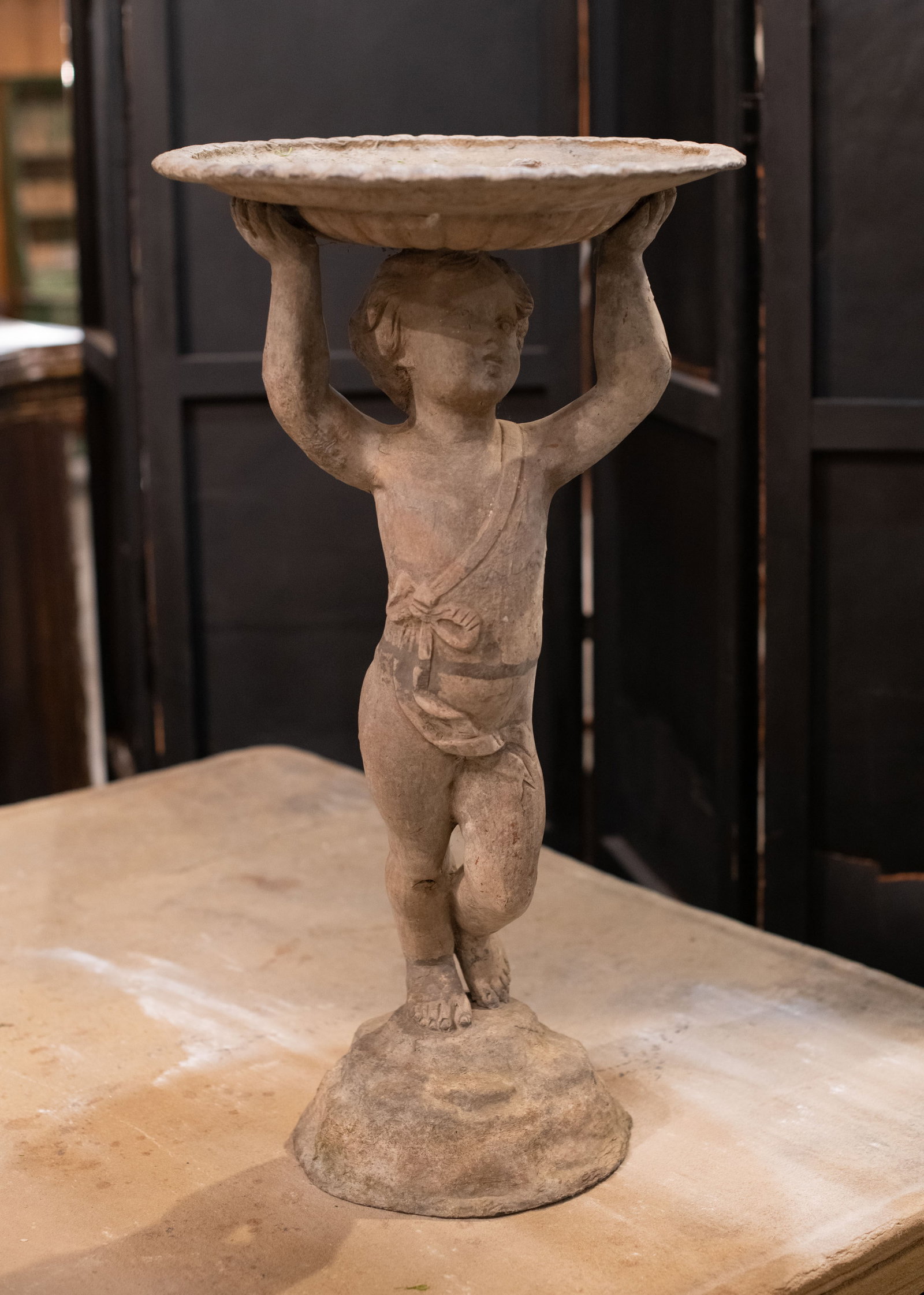 Lead Fountain Basin, Figural Putto (1 of 6)