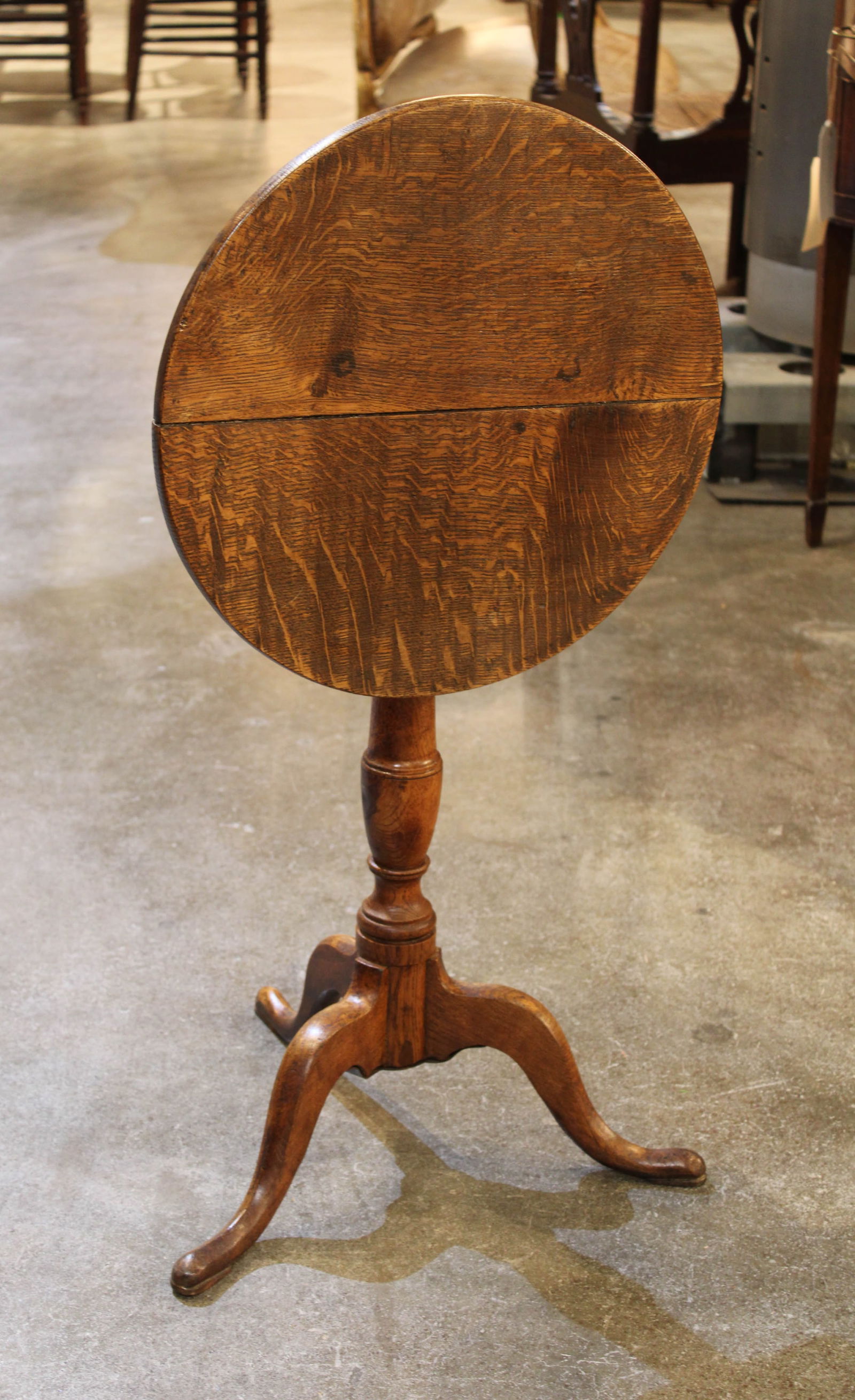 Antique Oak Tripod Table, Flip Top (1 of 6)