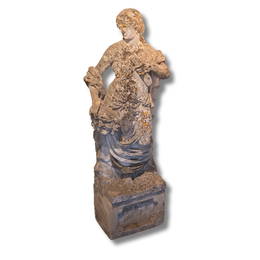 Antique Stone Garden Figure, Greek Muse, Thalia