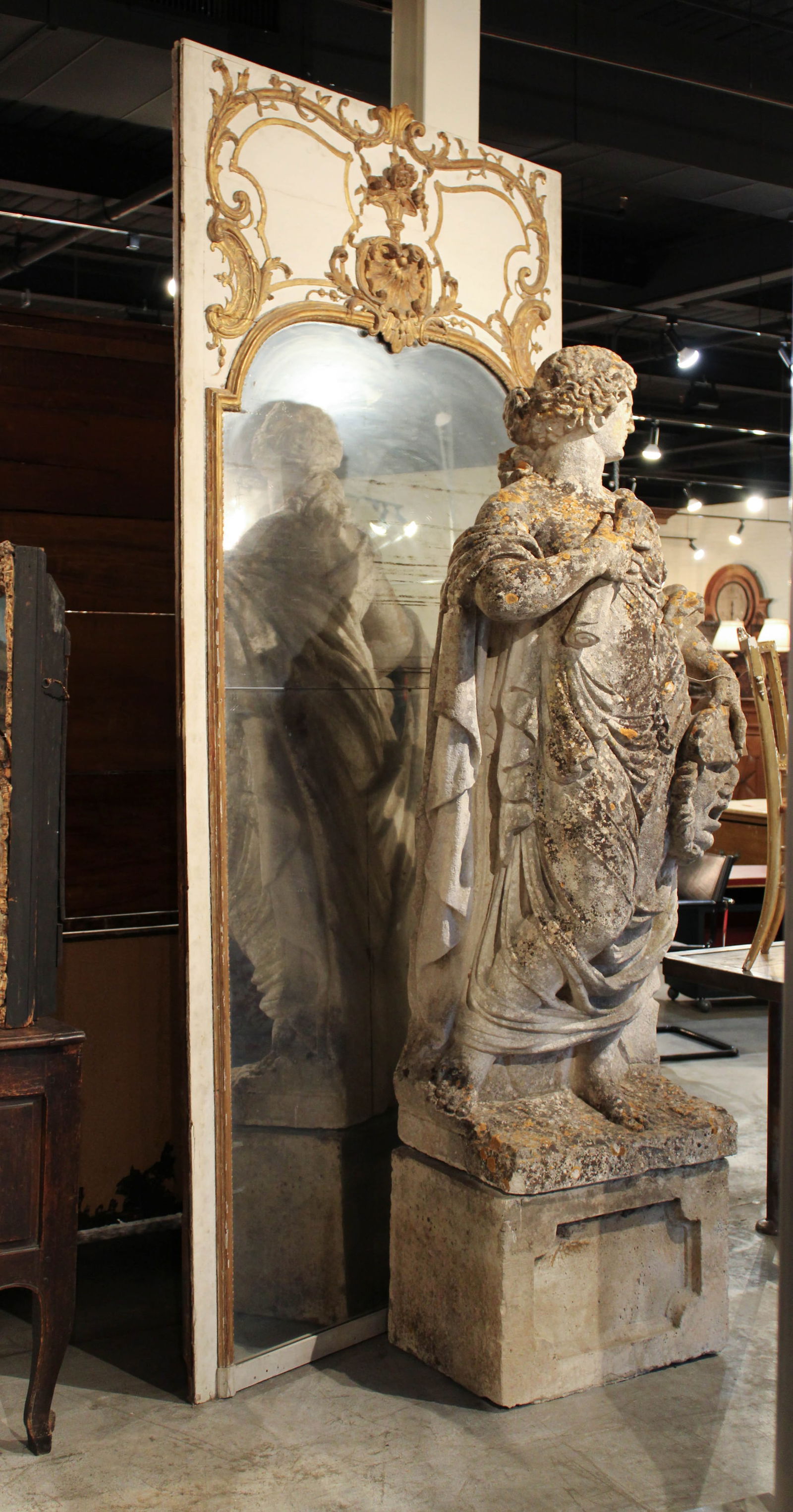 Large French Trumeau Mirror, 110" Tall (1 of 3)