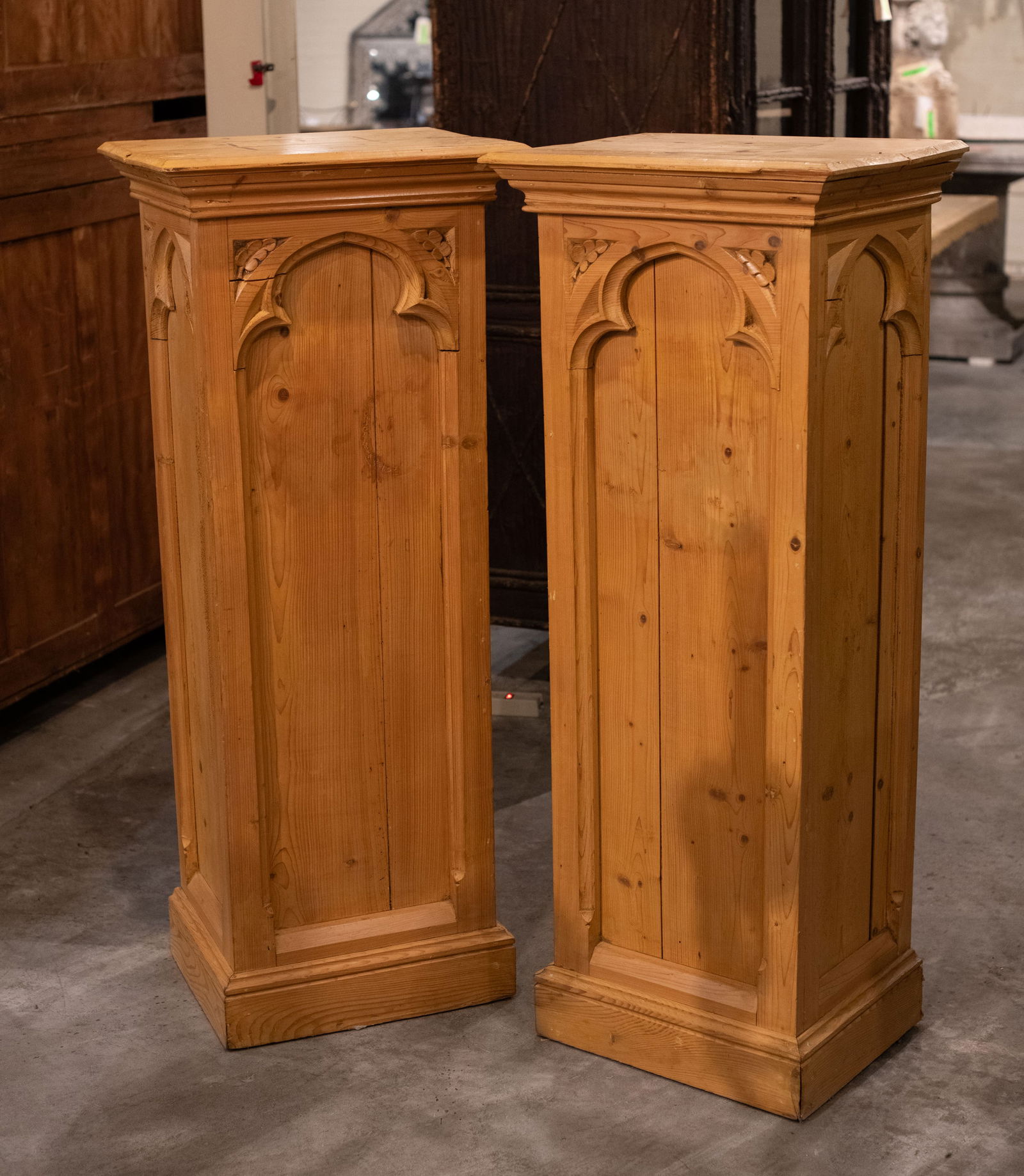 Pair of English Gothic Style Pedestals (1 of 5)