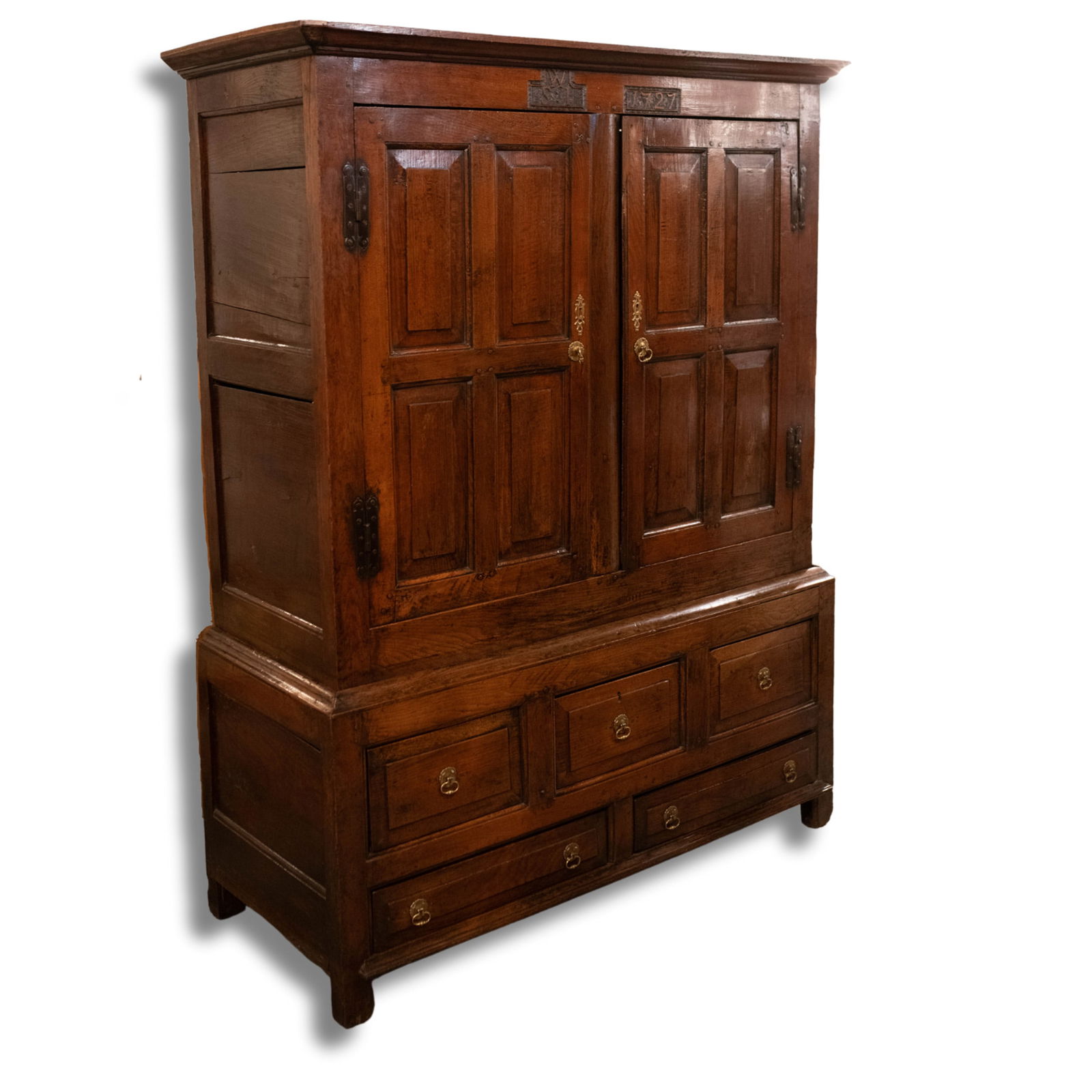 Antique 18th C English Oak Linen Press Cabinet (1 of 9)