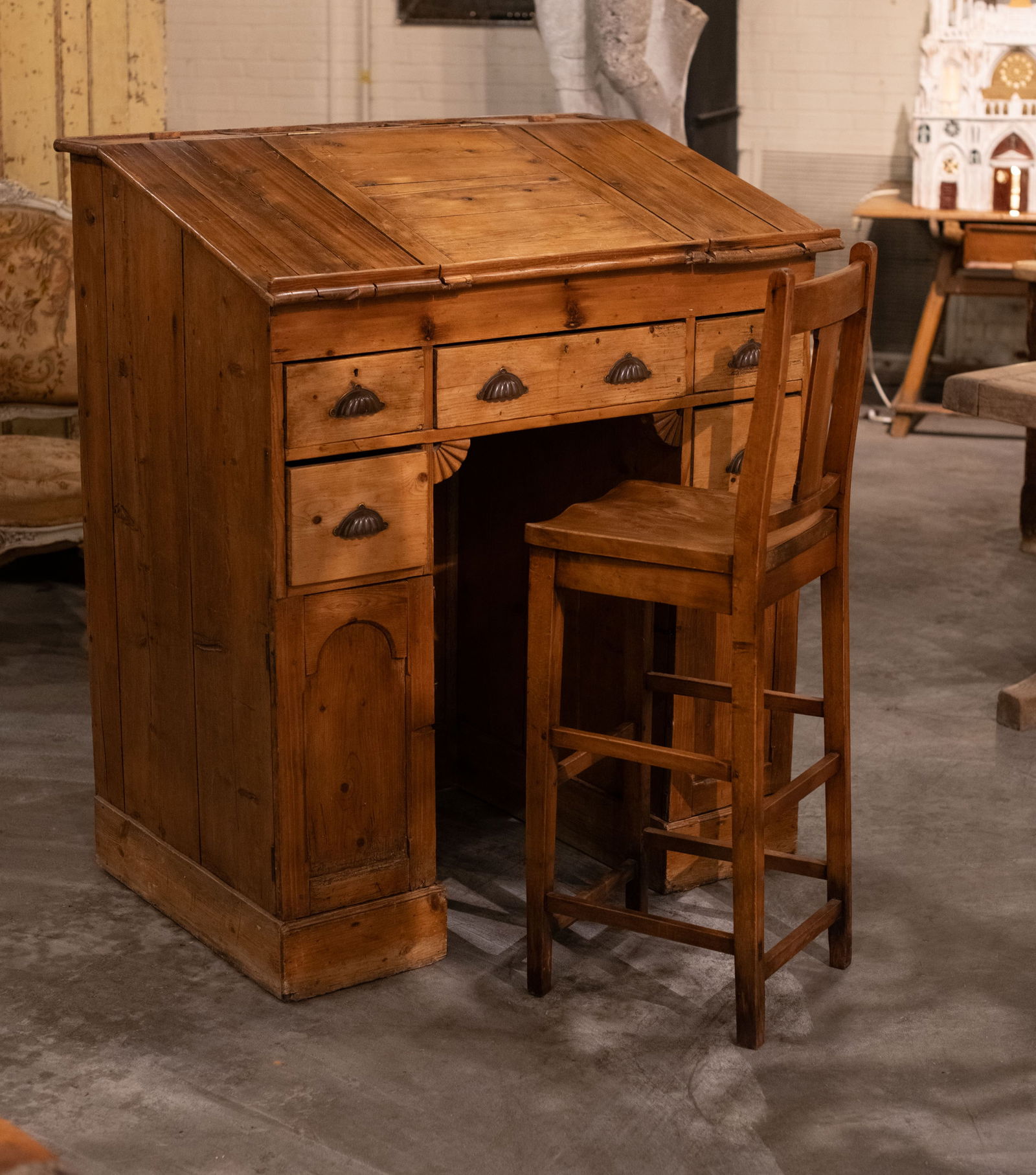English Tall Clerk's Desk, With Chair (1 of 12)