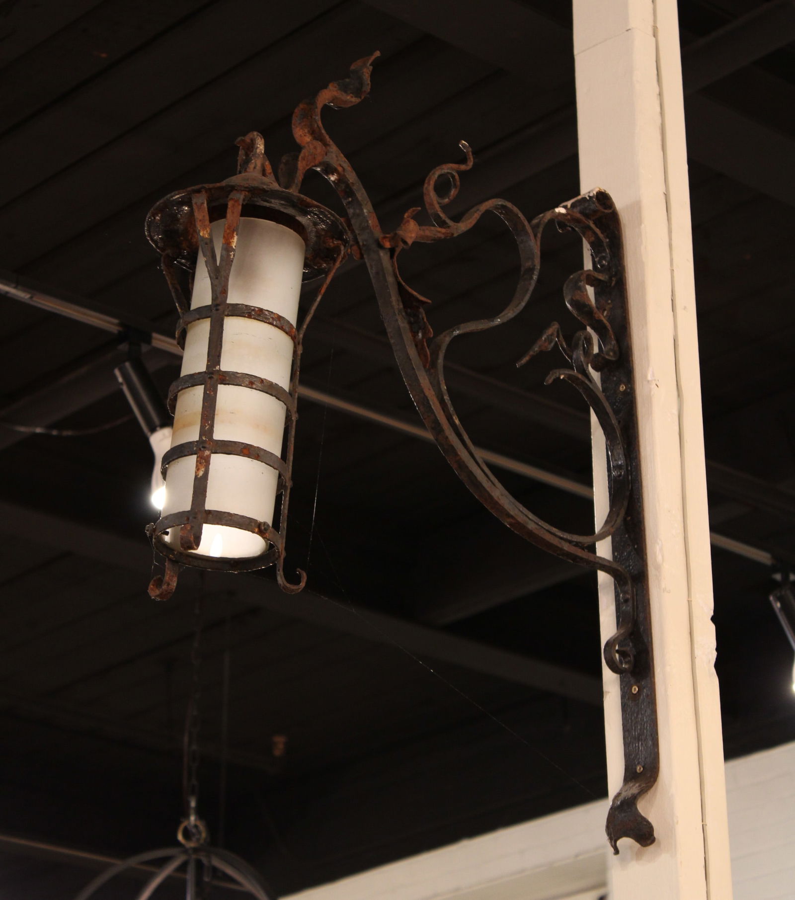English Wrought Iron Gothic Style Wall Lantern (1 of 3)