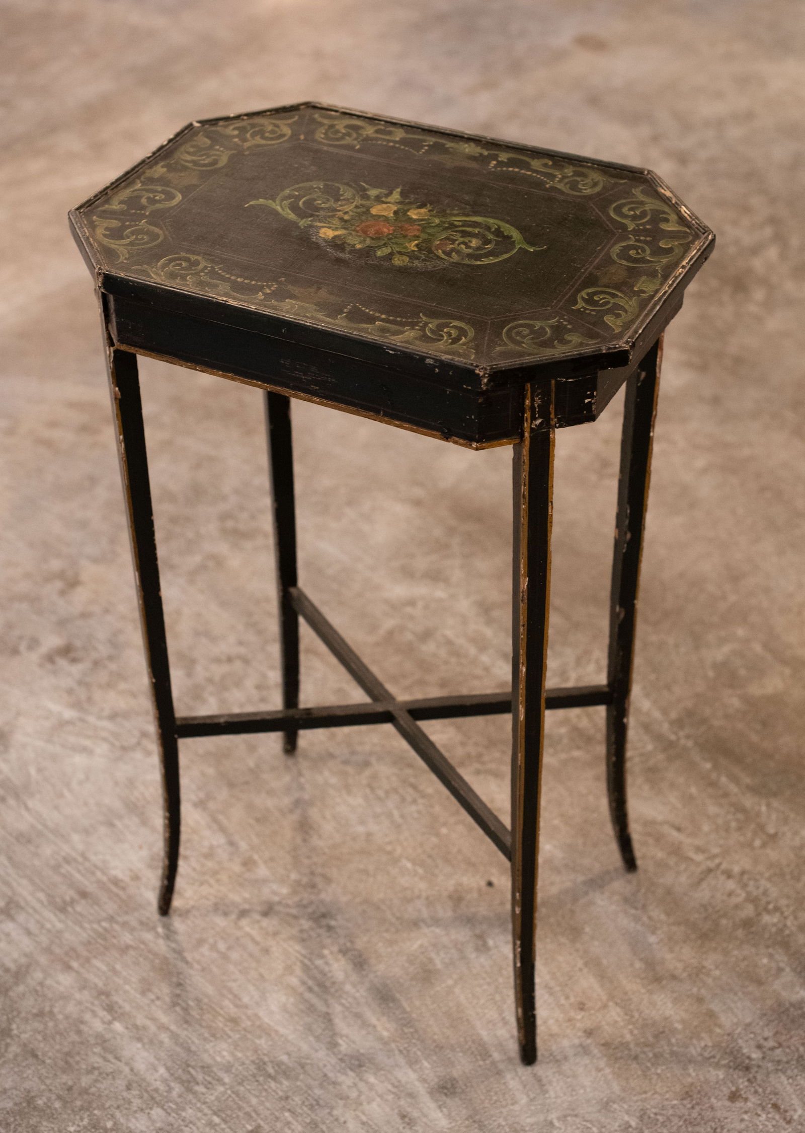 English Floral Painted Side Table (1 of 3)