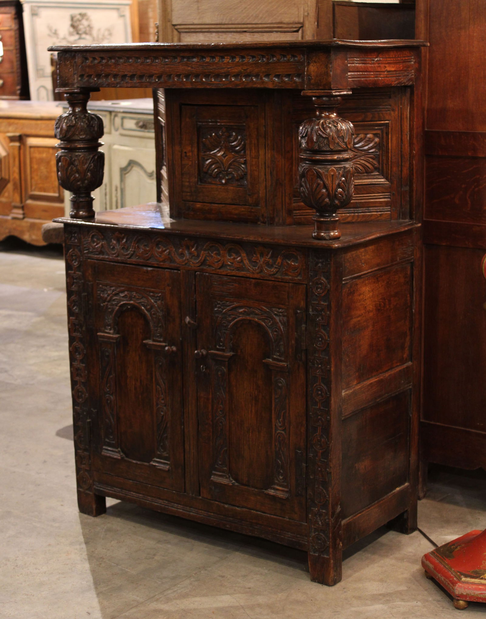 English Oak Elizabethan Court Cupboard (1 of 5)