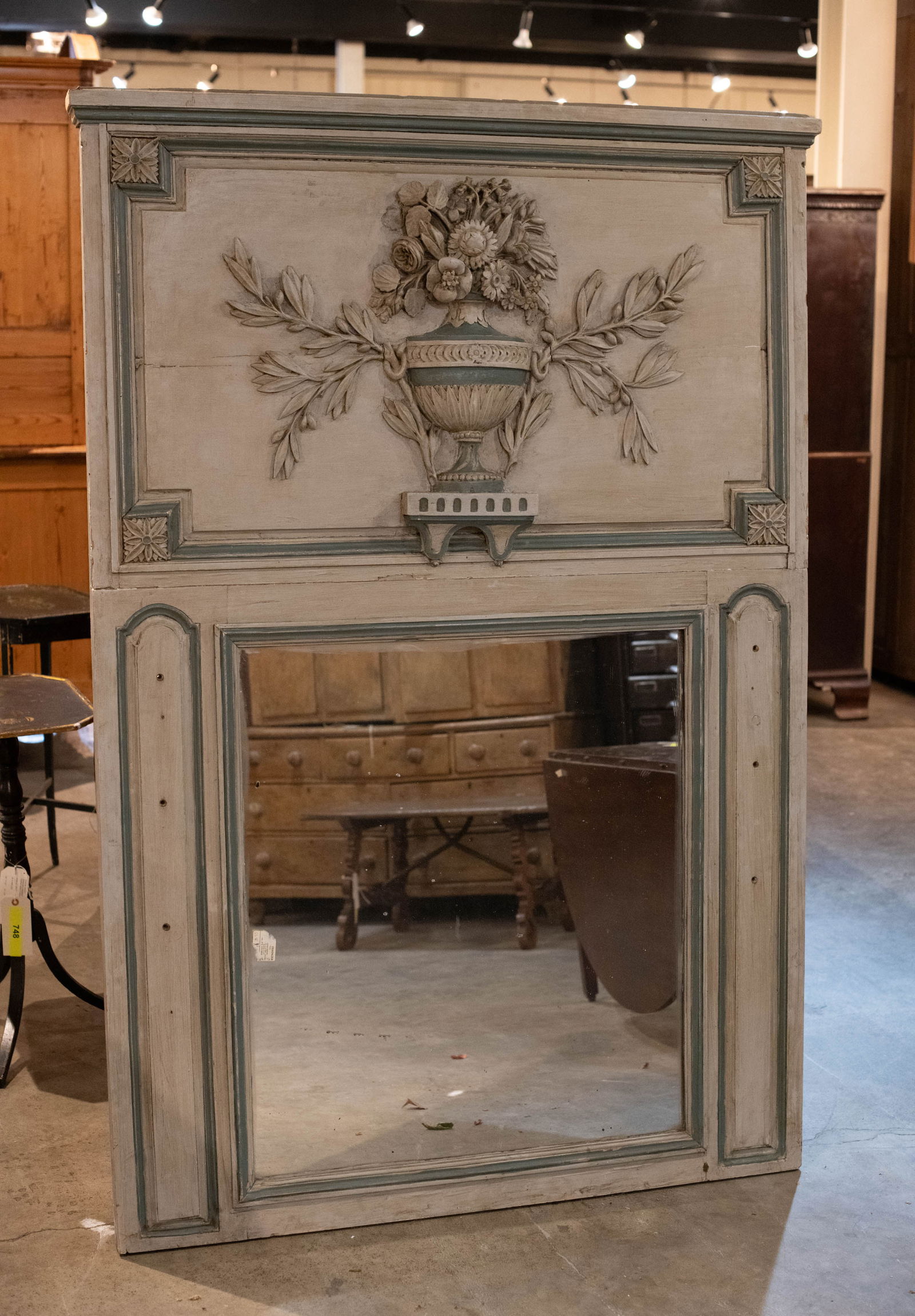 French Painted Trumeau Mirror (1 of 7)