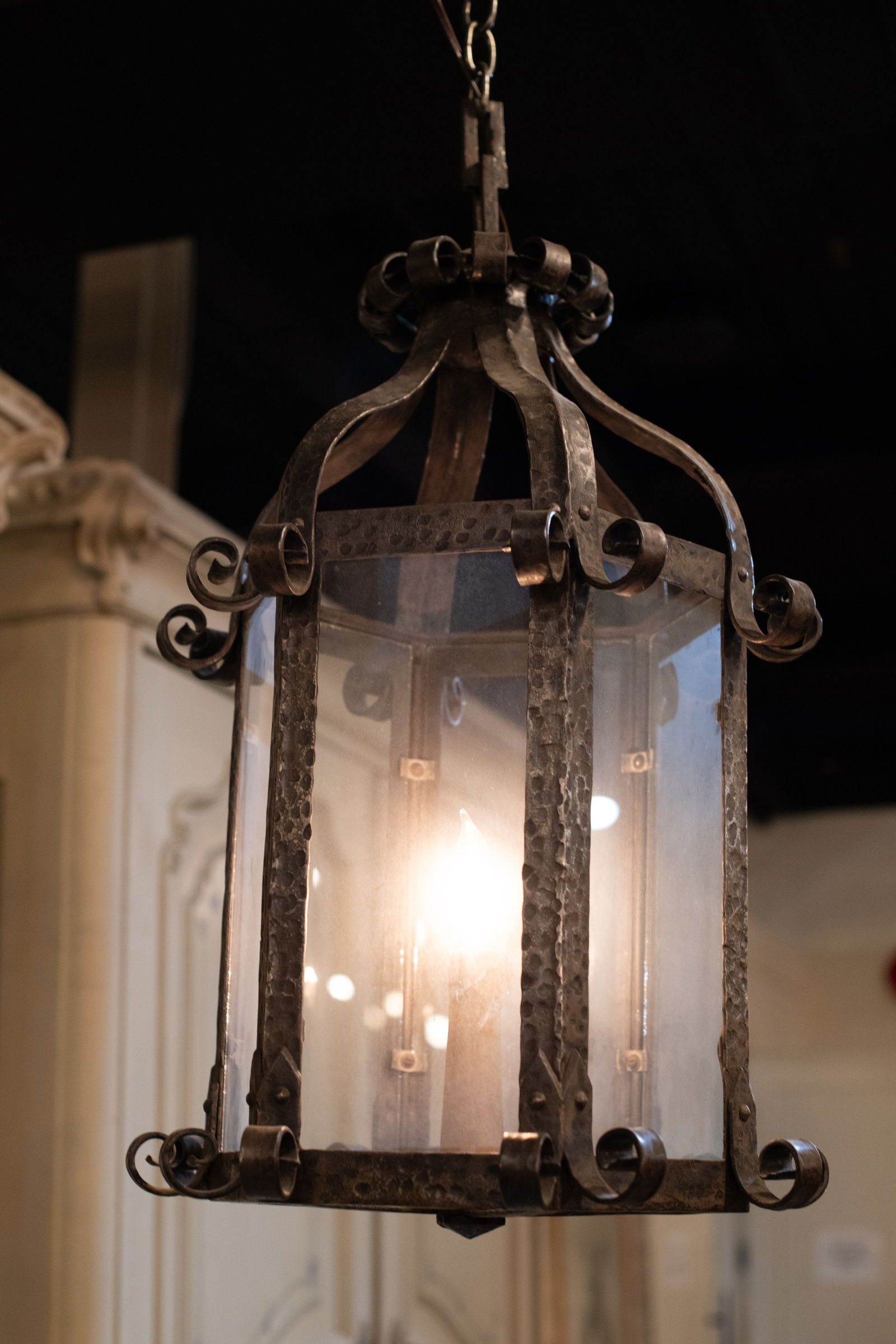French Fer Forge Wrought Iron Hall Lantern (1 of 5)
