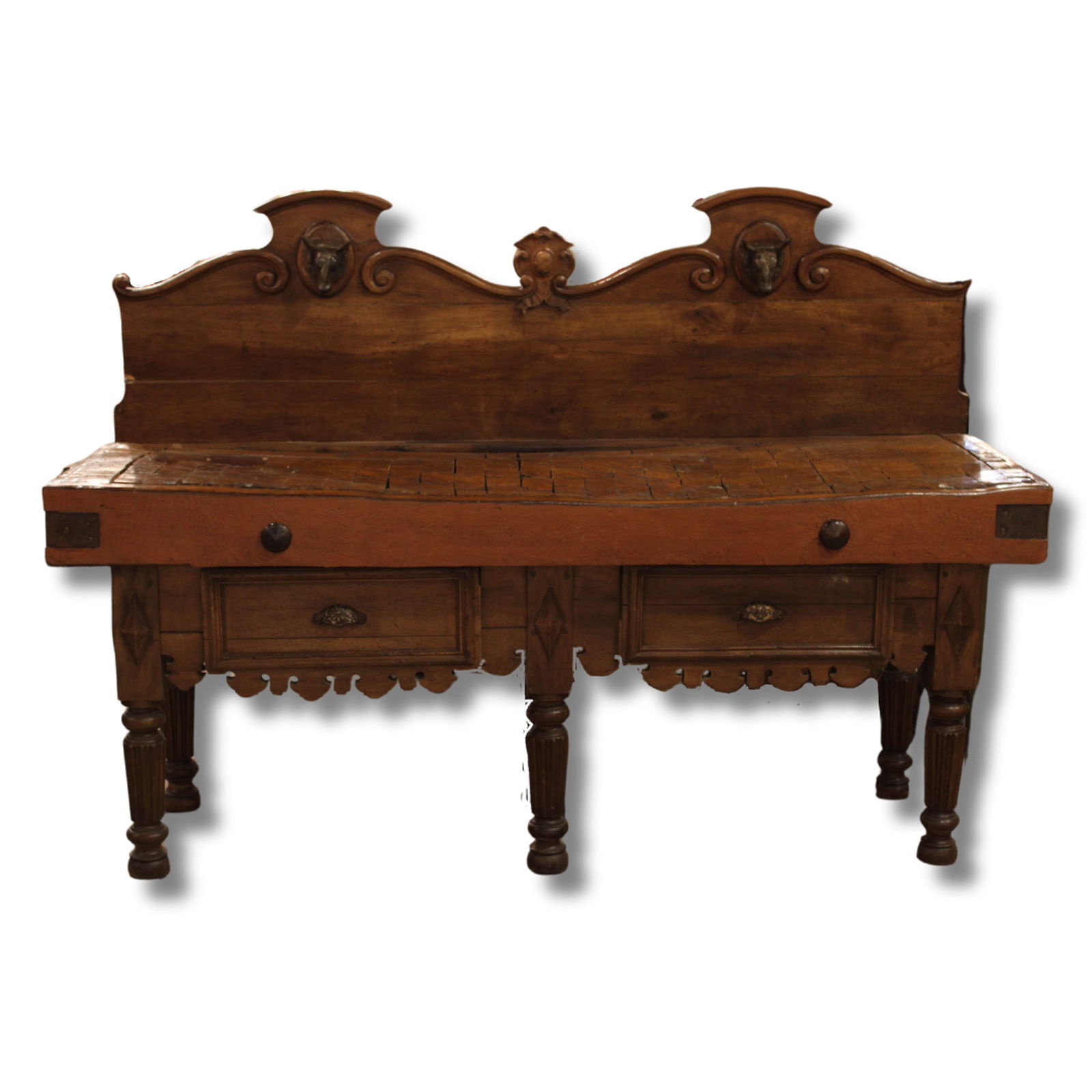 Antique French Double Width Butcher Block Table (1 of 9)