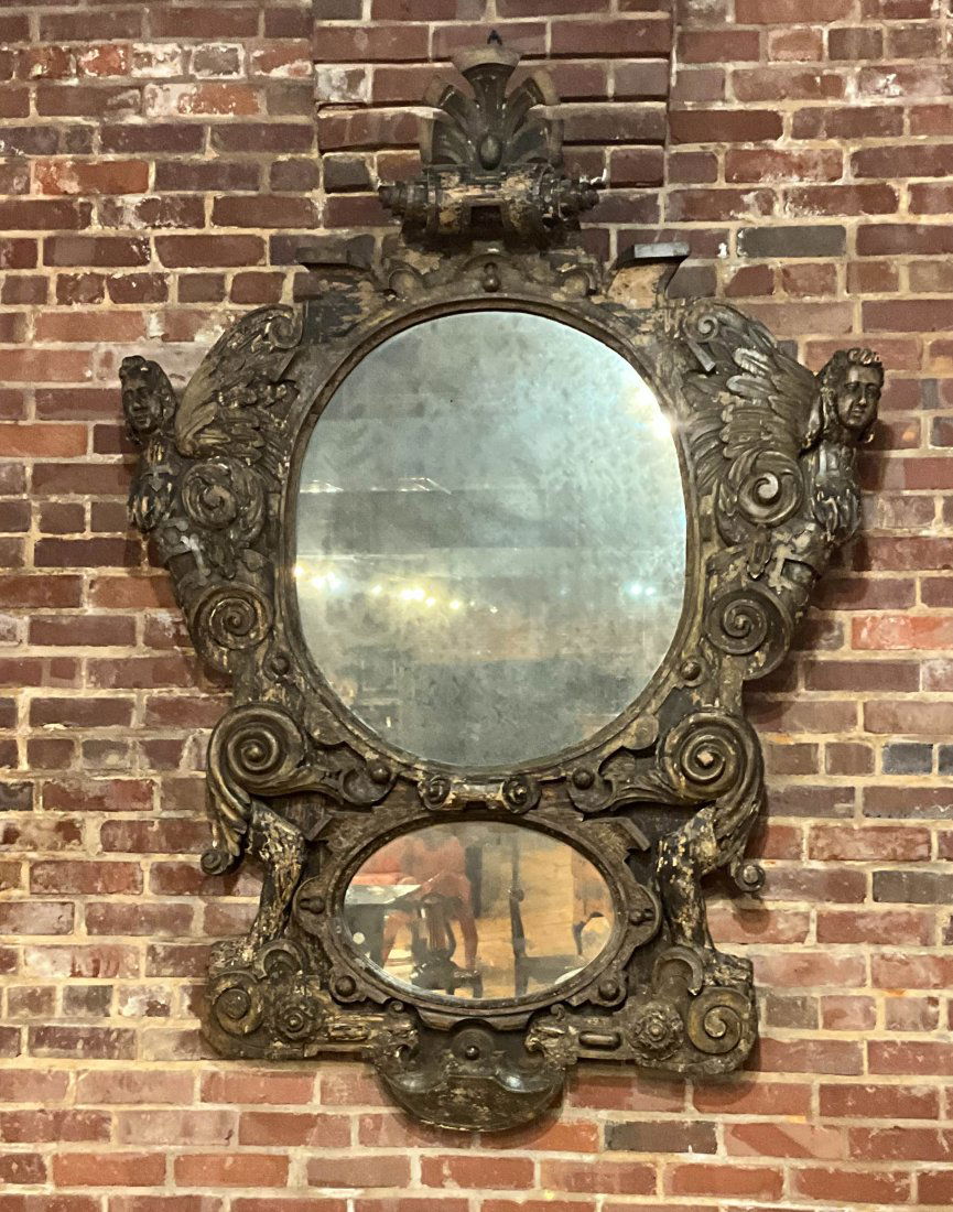 Italian Carved Walnut Mirror (1 of 8)