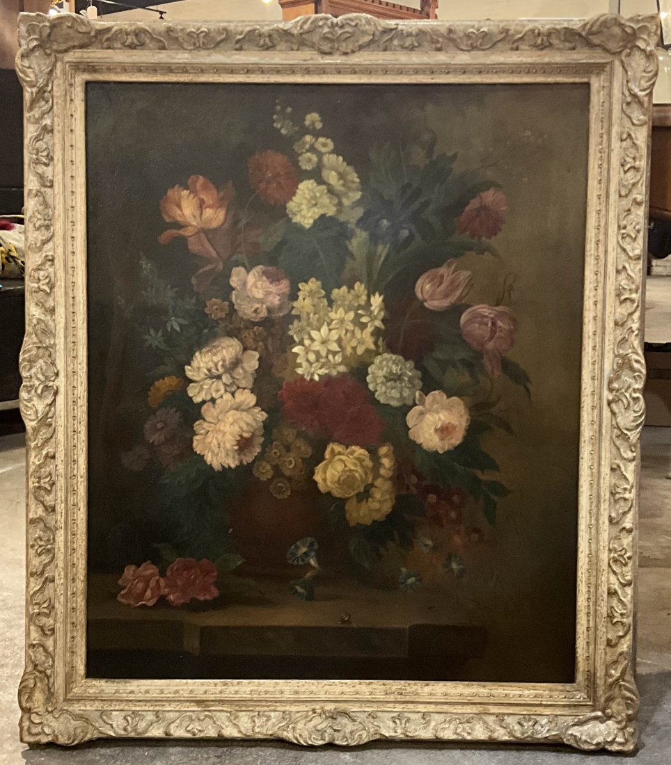 Antique Floral Painting: Antique Floral Painting. Size: 33'H x 30"W Circa: 1900 List Price: 2800