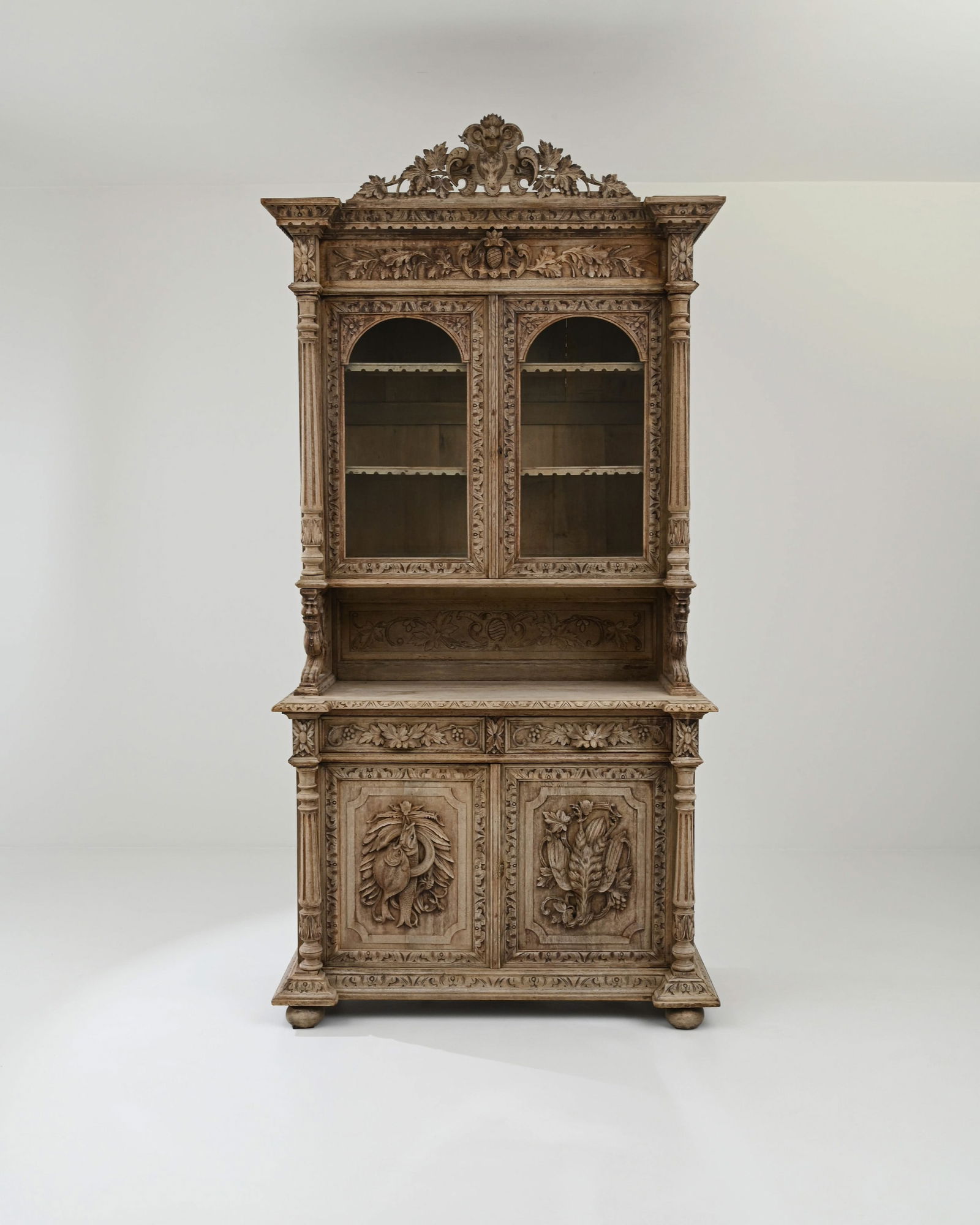 Antique Belgian Cupboard, Cerused Finish, Gryphons (1 of 11)