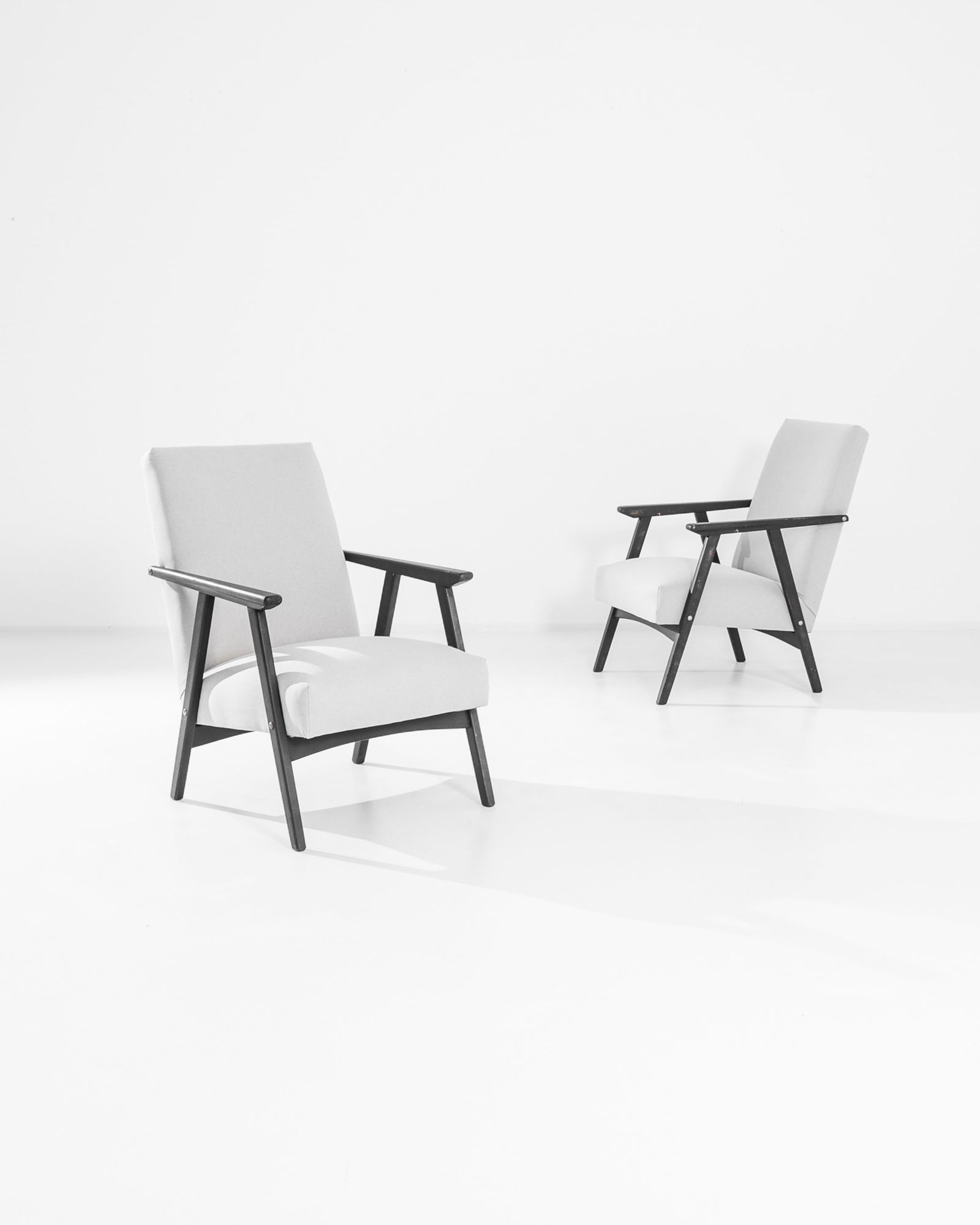 Pair MCM Modernist Upholstered Arm Chairs (1 of 6)