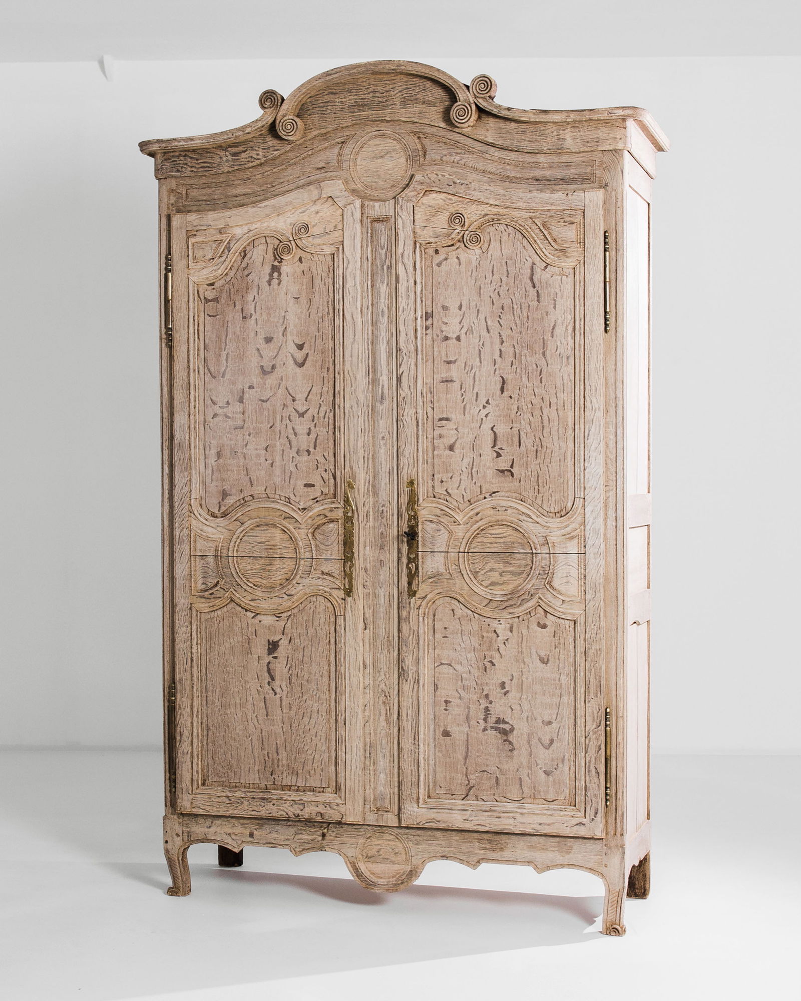 Antique French Bleached Oak Armoire (1 of 5)