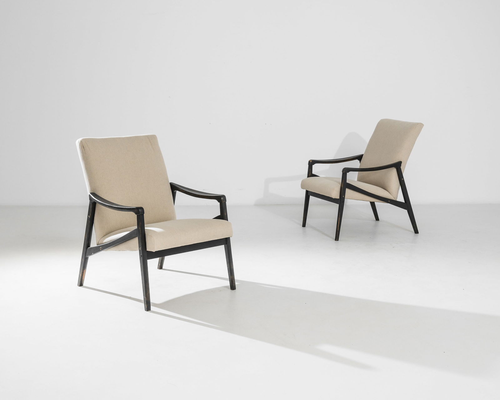 Pair European MCM Upholstered Armchairs (1 of 4)