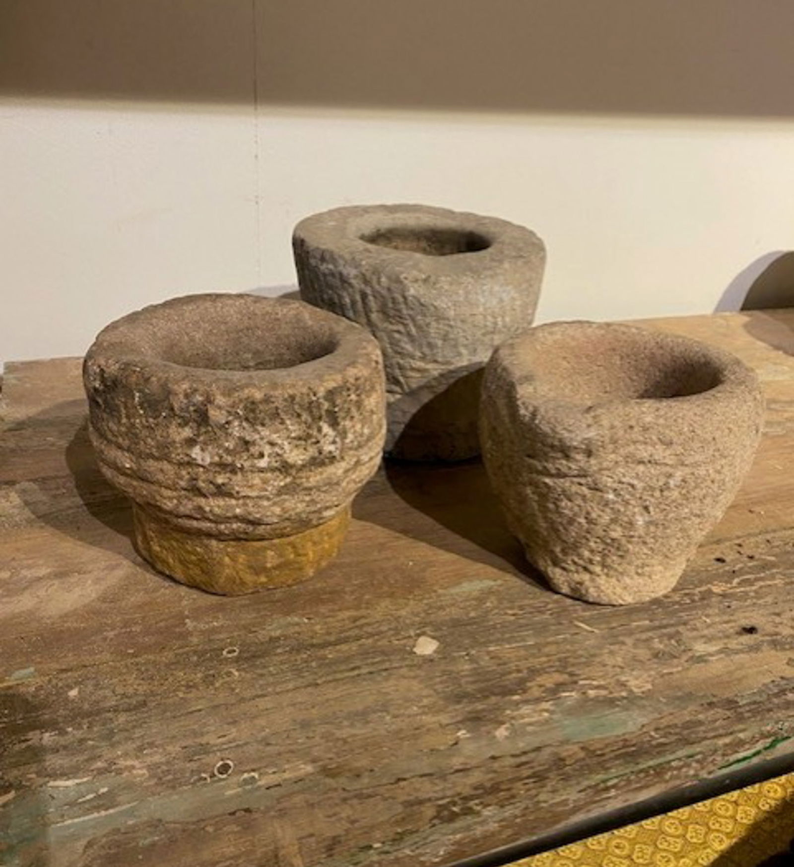 Group of 3 Antique Carved Stone Mortars (1 of 2)