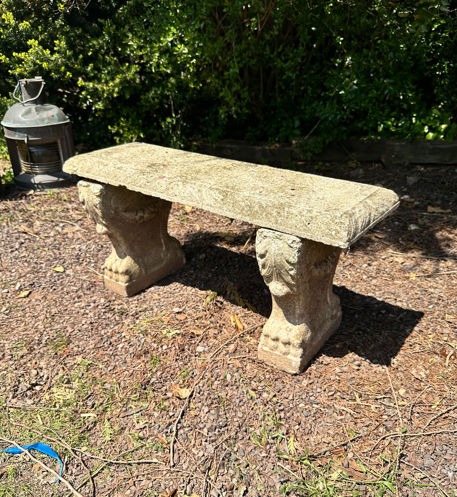 Cast Stone Garden Bench, Acanthus and Paw (1 of 7)