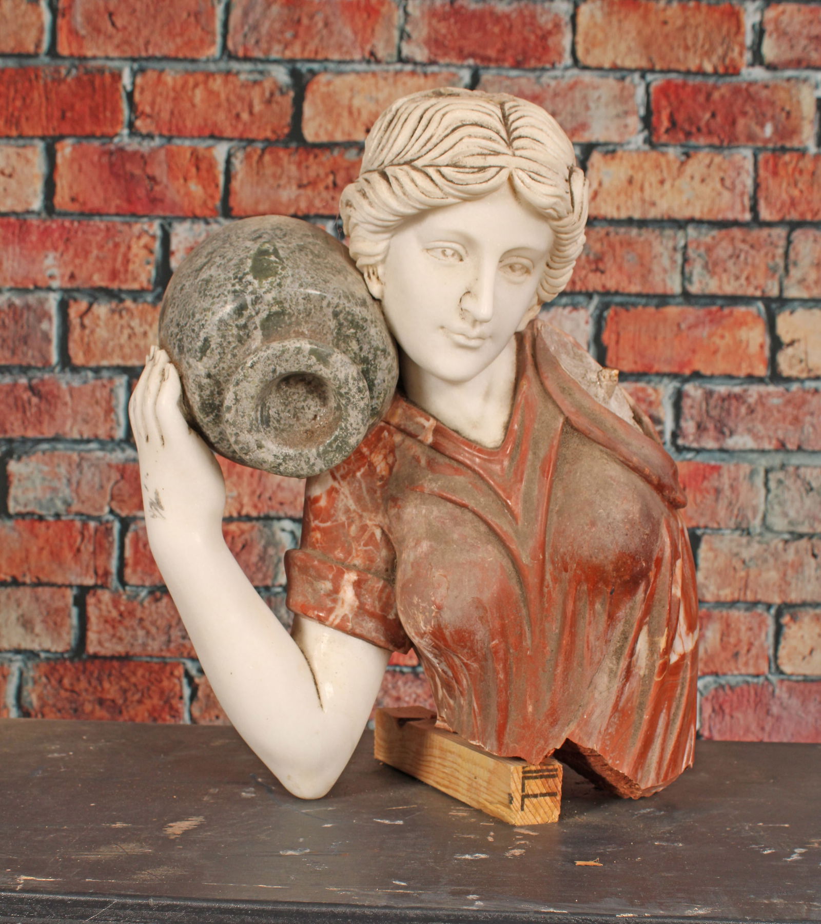 Marble Bust With Urn, Neoclassical Fragment (1 of 8)