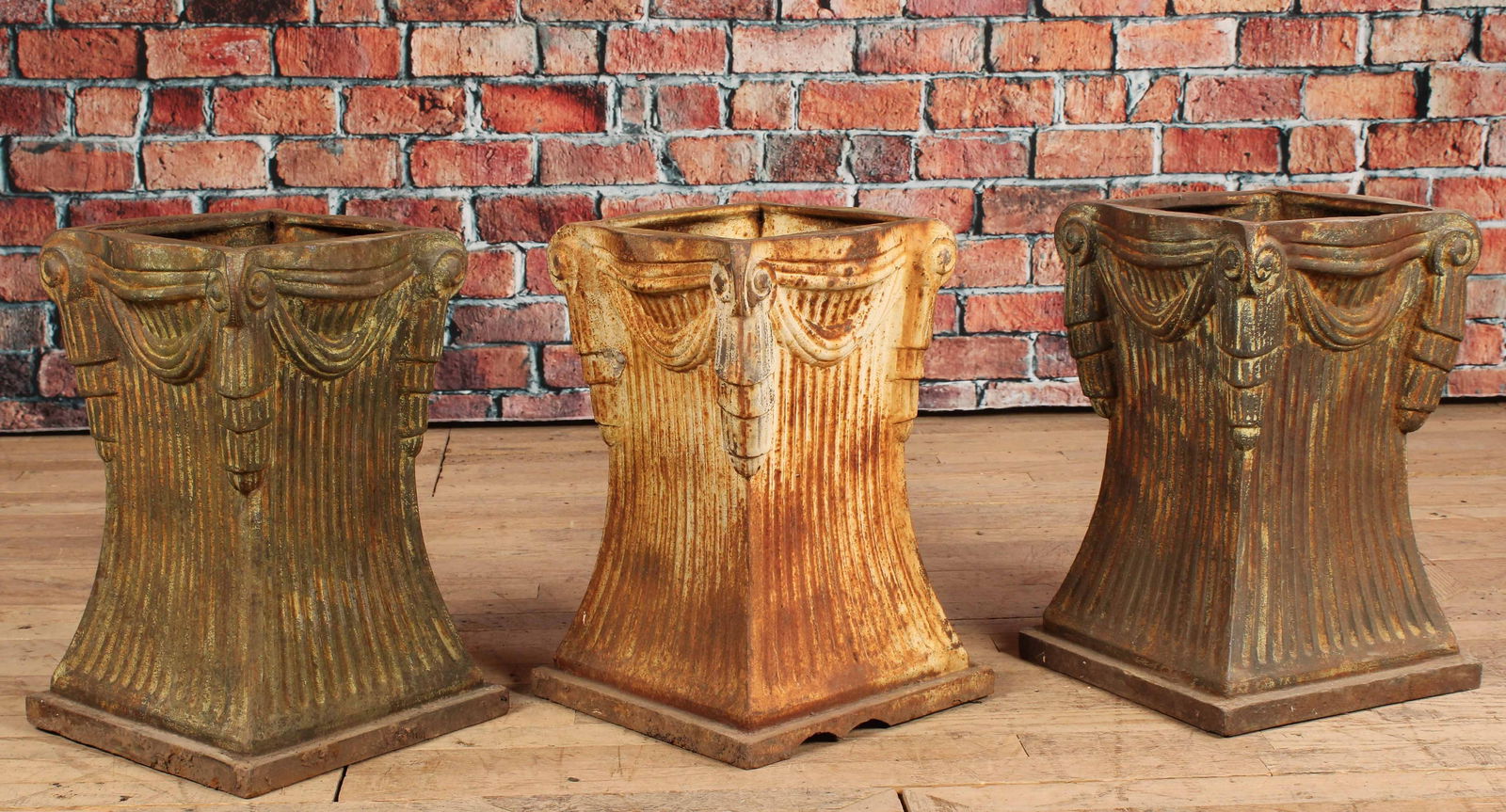 3 Cast Iron Swag Drape and Jabot Garden Pedestals (1 of 6)