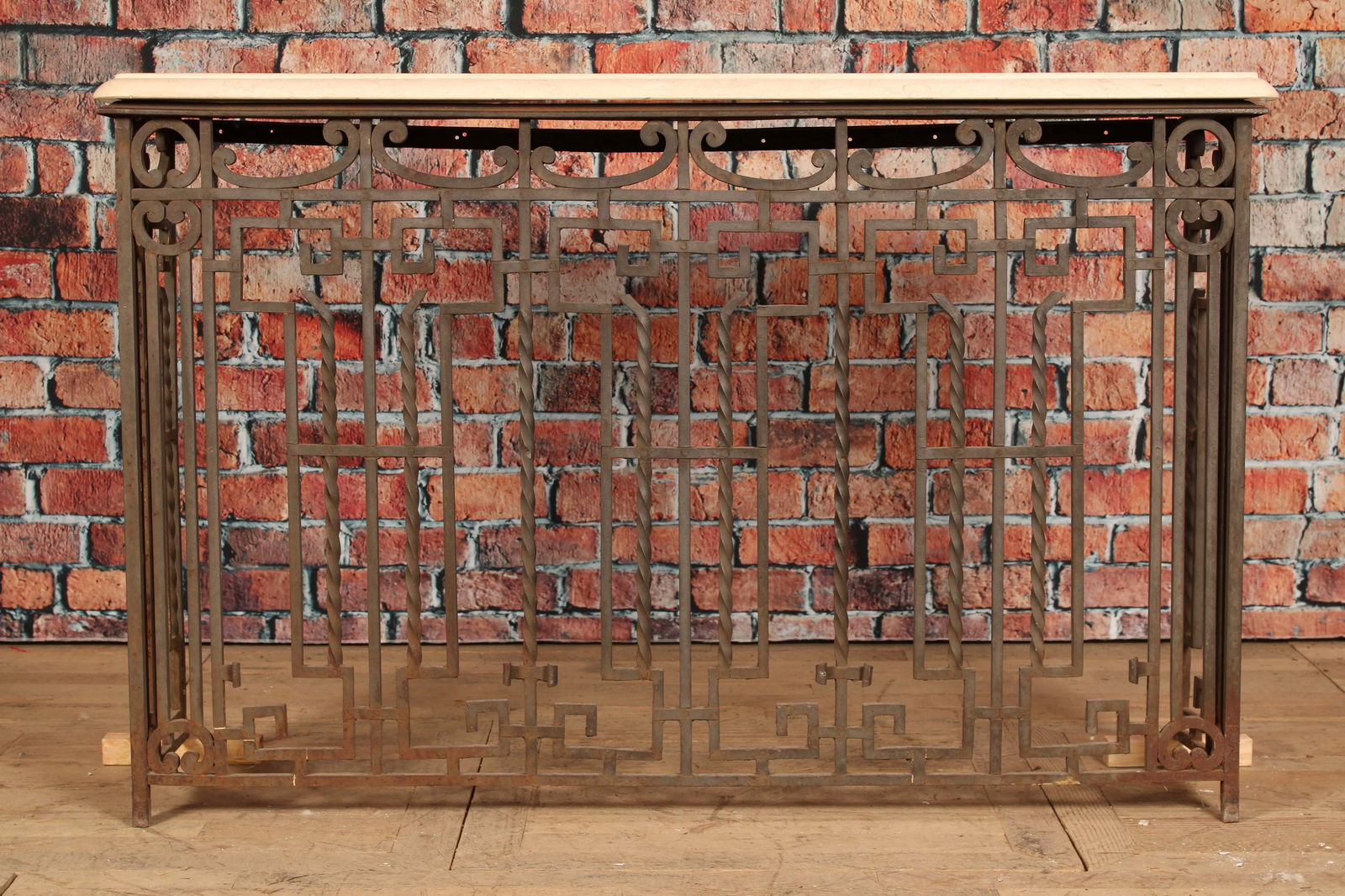 Travertine Top Wrought Iron Console (1 of 8)