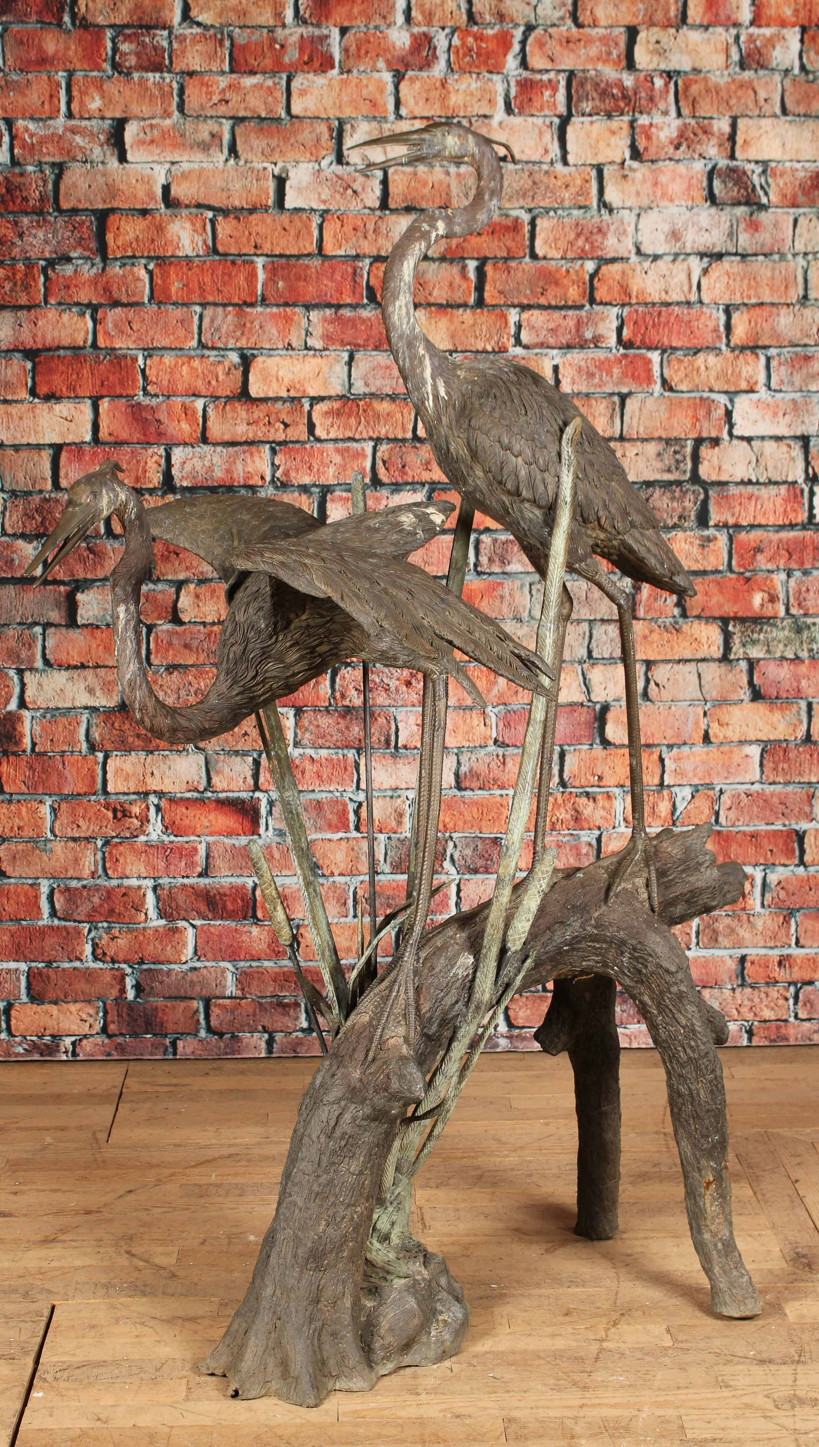 Figural Bronze Crane Fountain (1 of 18)