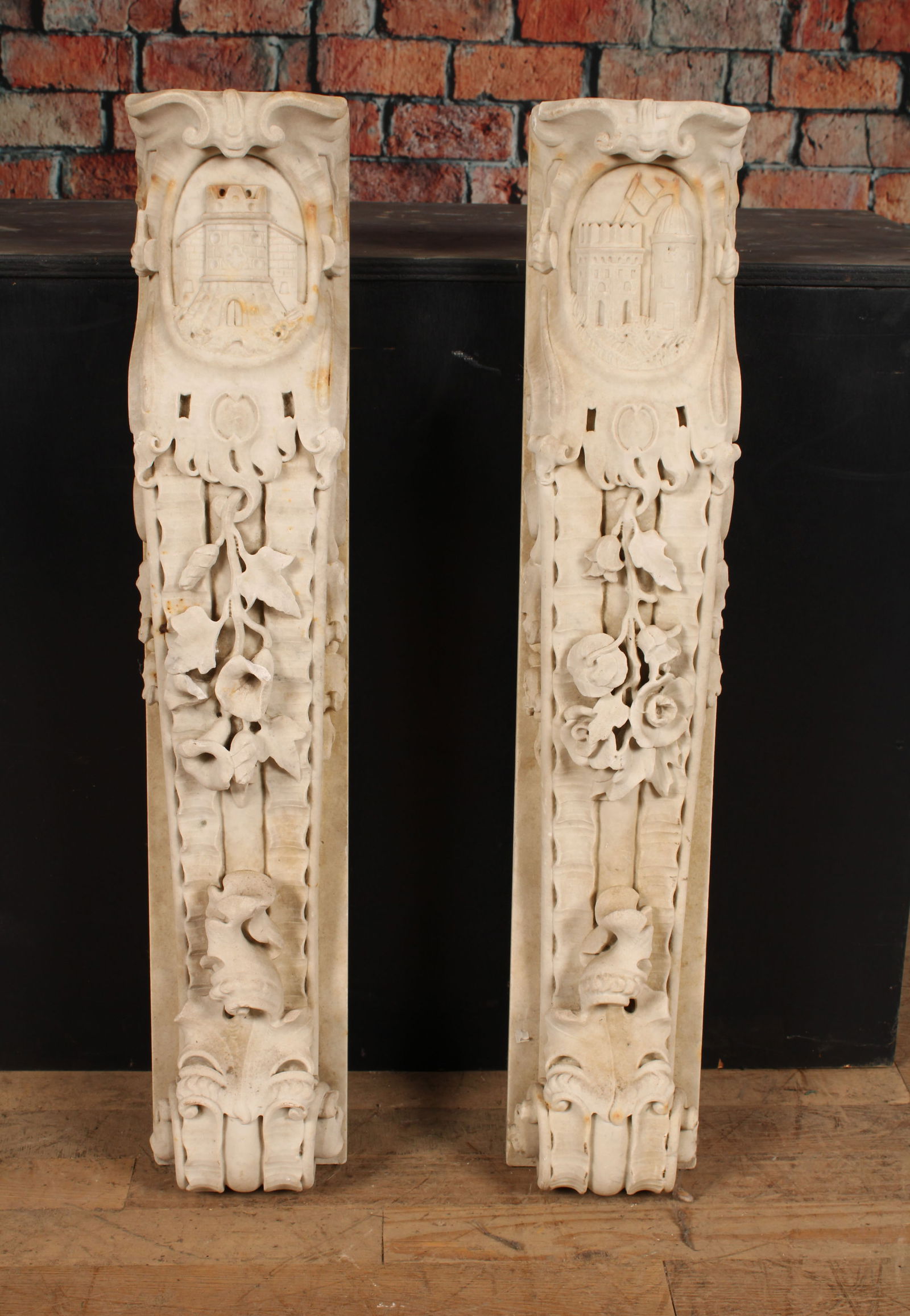 Pair Architectural Carved Marble Brackets (1 of 10)