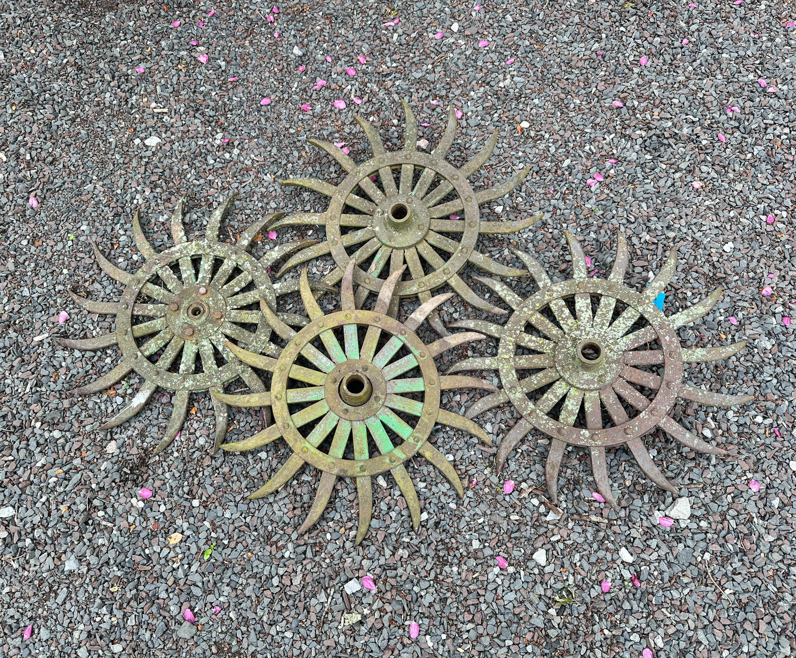 Set Of 4 Metal Flowers, Found Object Sculpture (1 of 4)