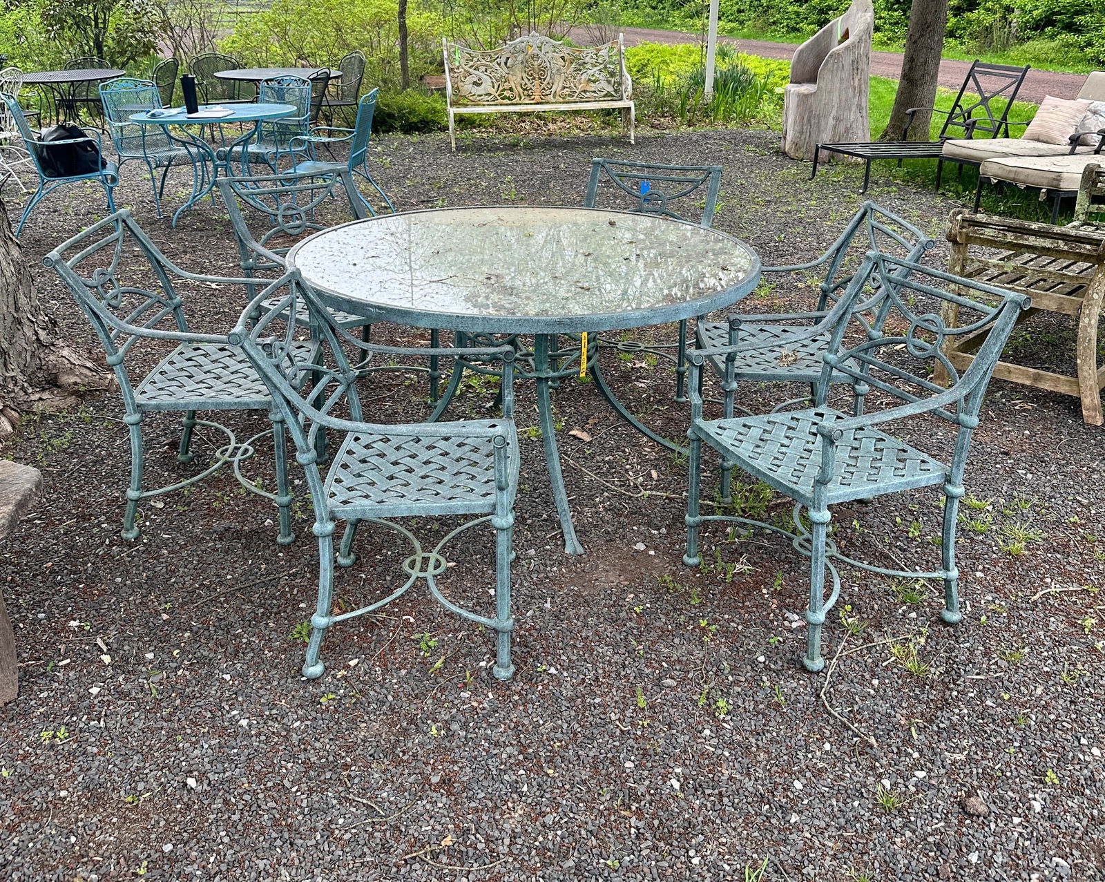 7 Pc Patio Set, Table, 6 Chairs, Cast Aluminum (1 of 6)