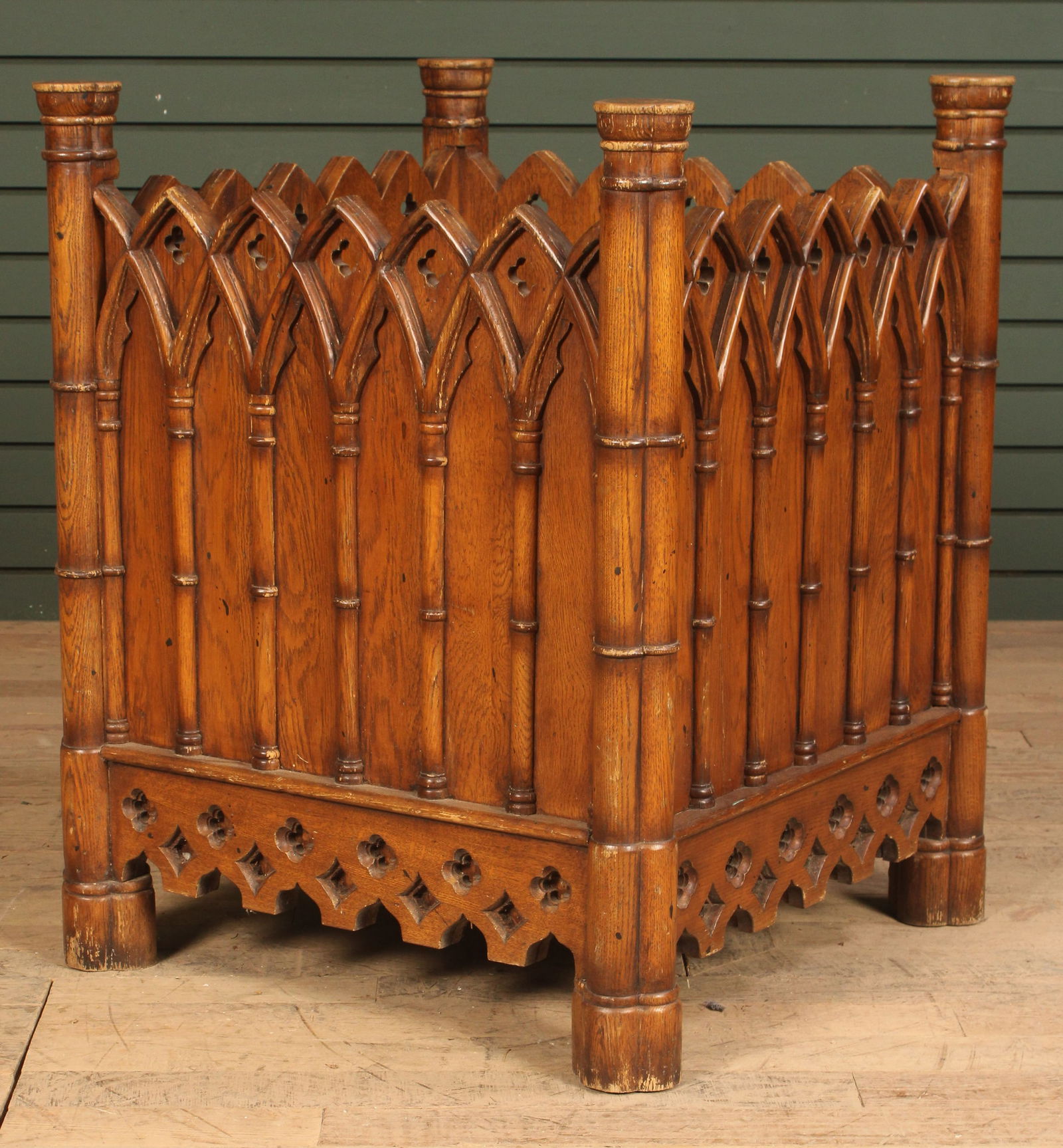 Gothic Carved Wood Planter (1 of 7)