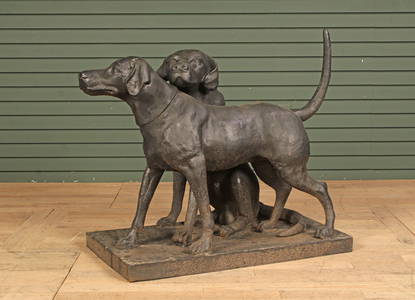 Figural Cast Iron Hunting Dog Group