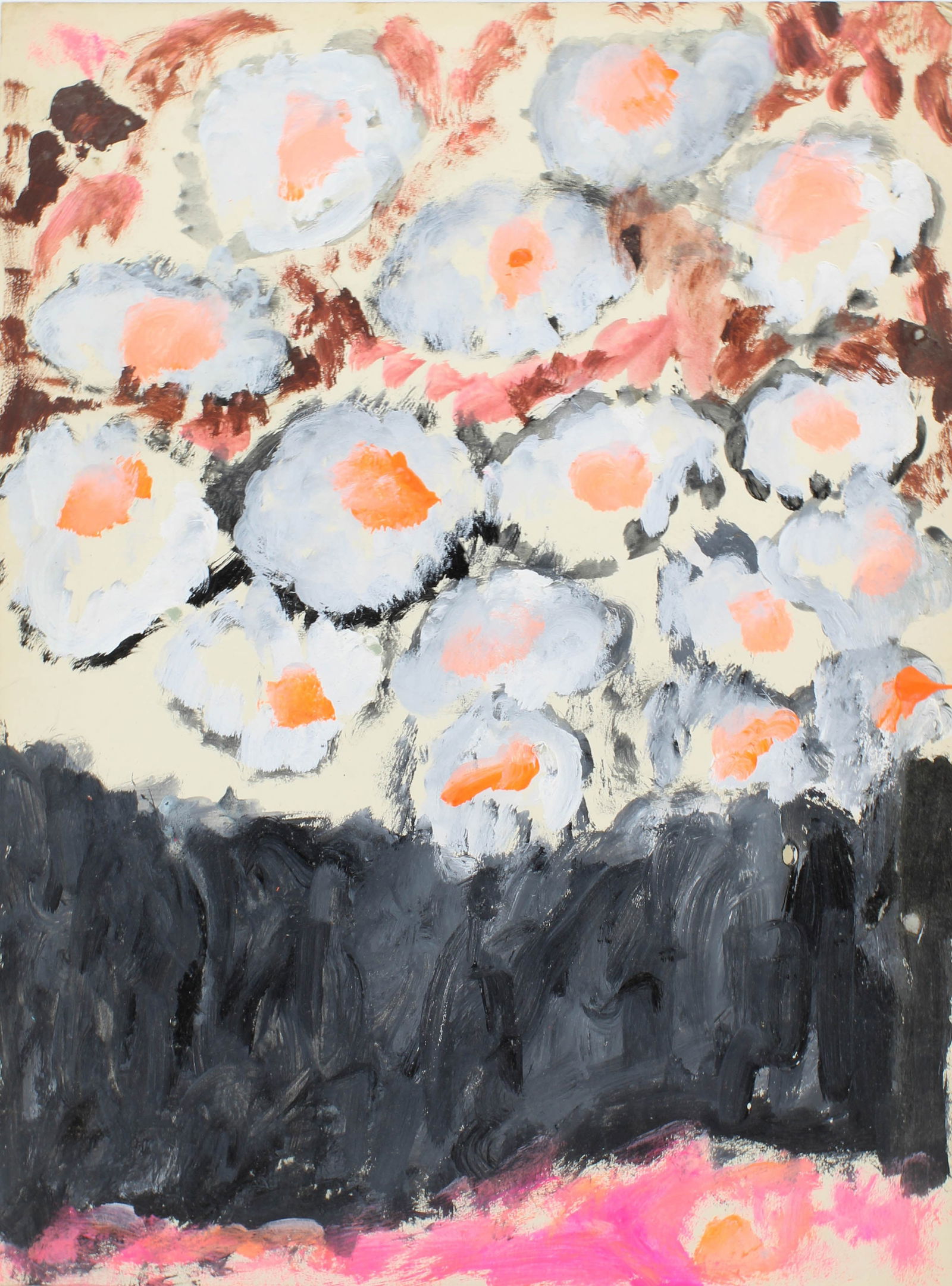 Justin McCarthy (20th C, Pennsylvania) Bouquet: Justin McCarthy (20th C, Pennsylvania) Composition, Bouquet, flora. Oil on artist's board Recognized as a prolific Outsider Artist, Justin McCarthy's work is widely recognized and appreciated.Provenan