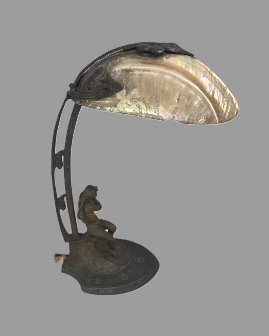 Art Nouveau Lamp, Mermaid With Abalone Shade (1 of 12)