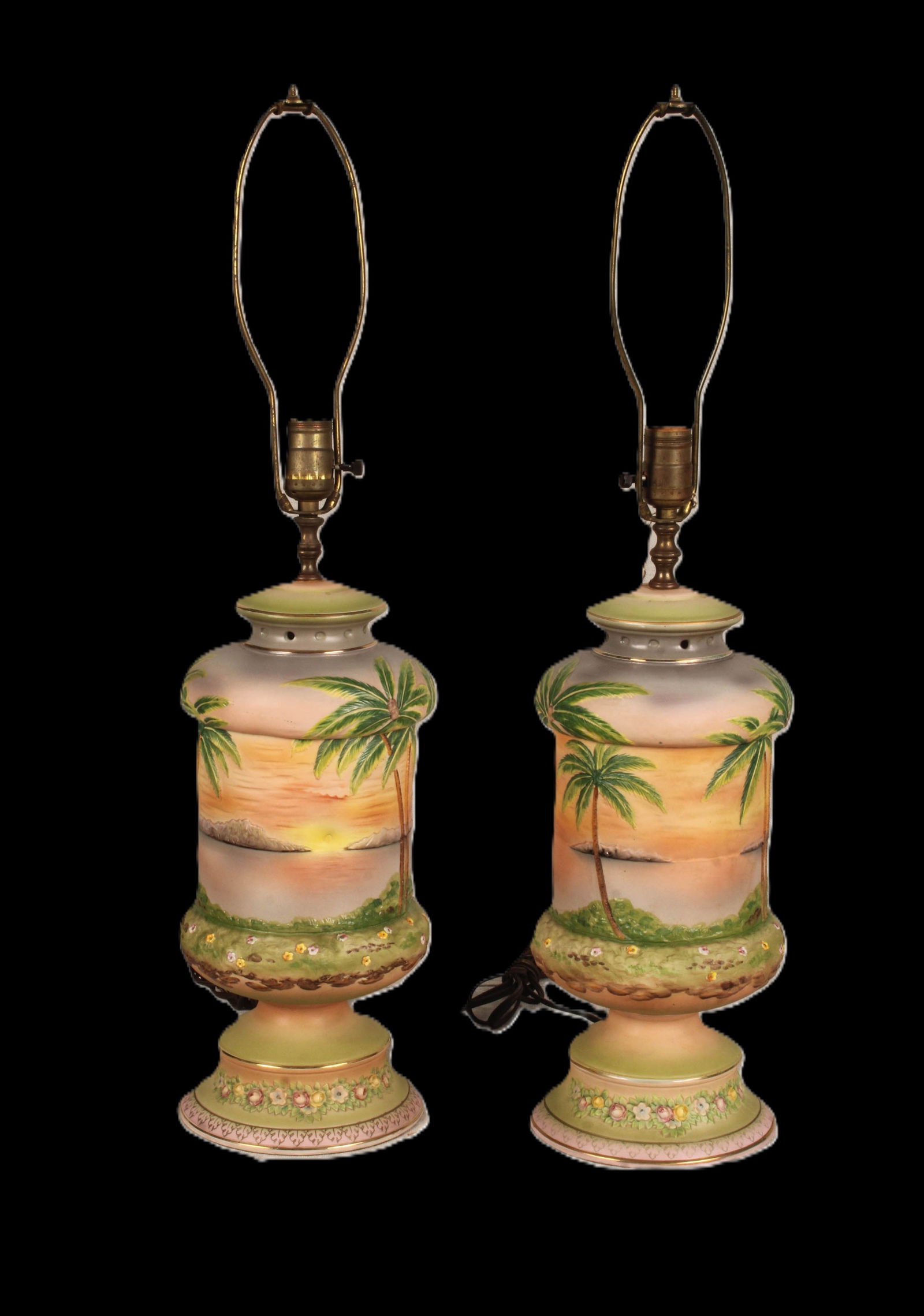 Nippon Tropical Themed Lamp Pair, Ceramic (1 of 7)
