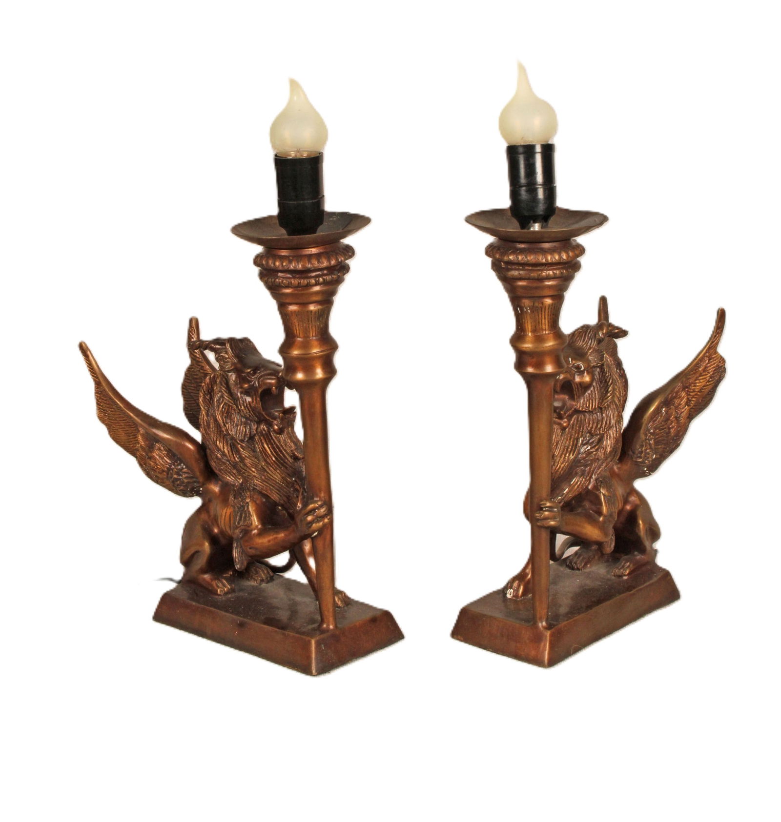Set of Brass Griffin Table Lamps (1 of 11)