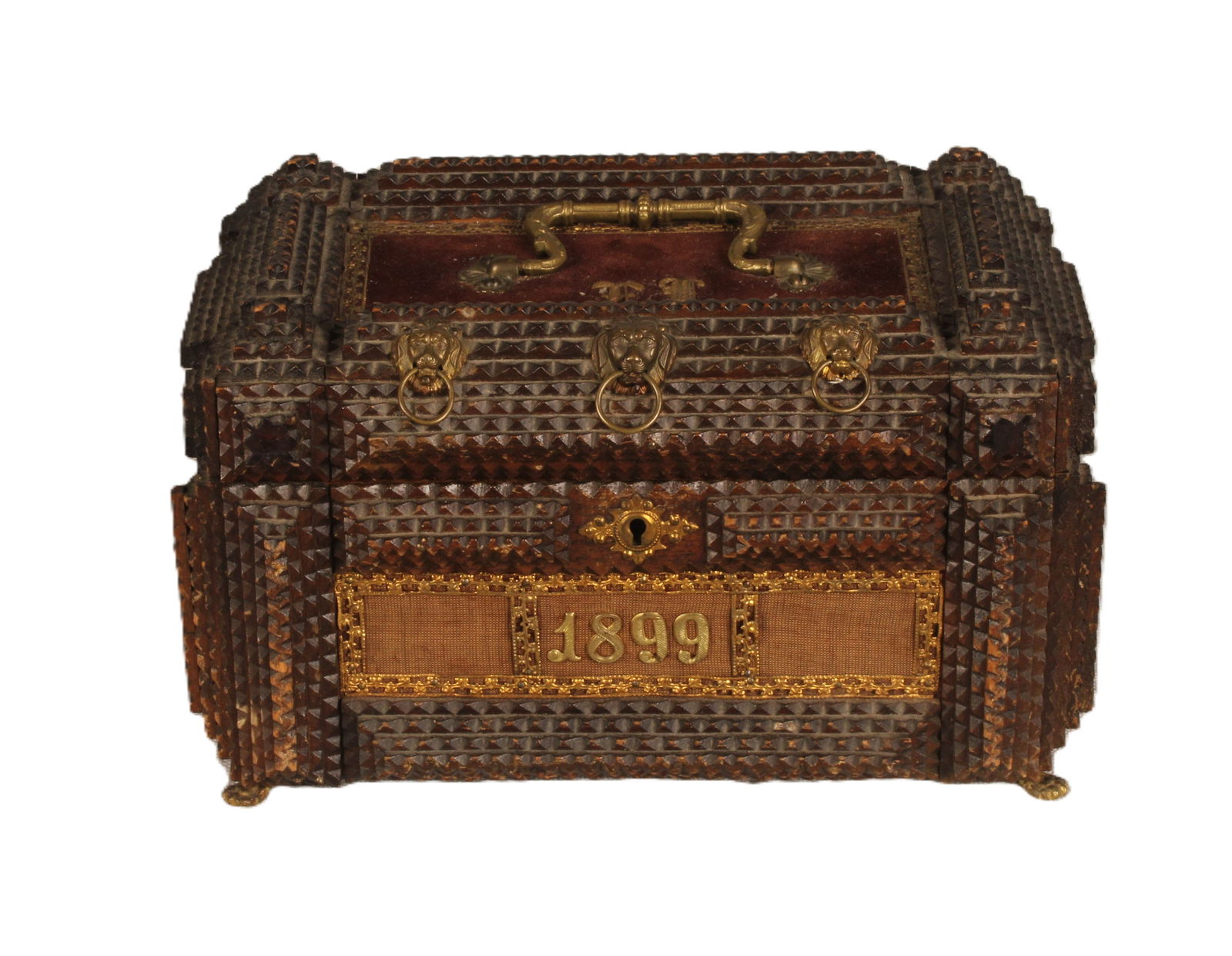 Tramp Art Box, Monogram & Dated 1899 (1 of 11)