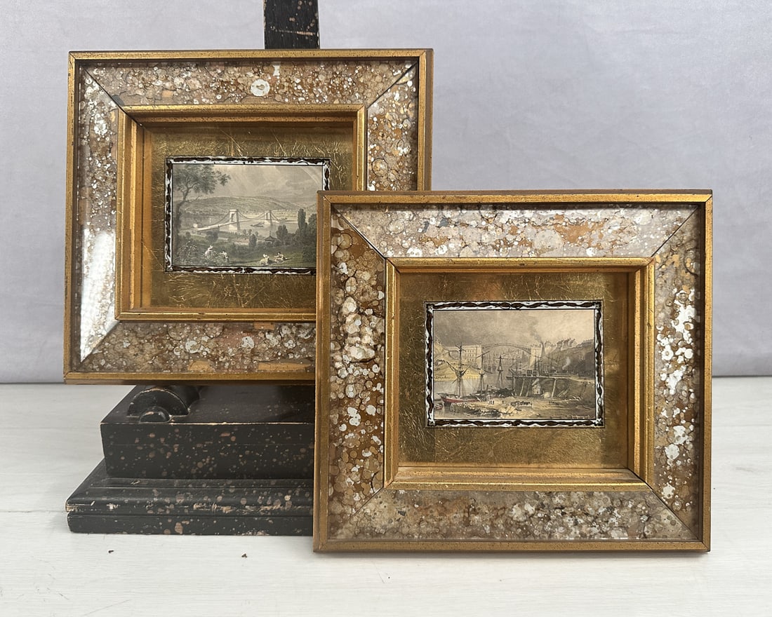 Pair Decorative Eglomise Framed Etchings (1 of 11)