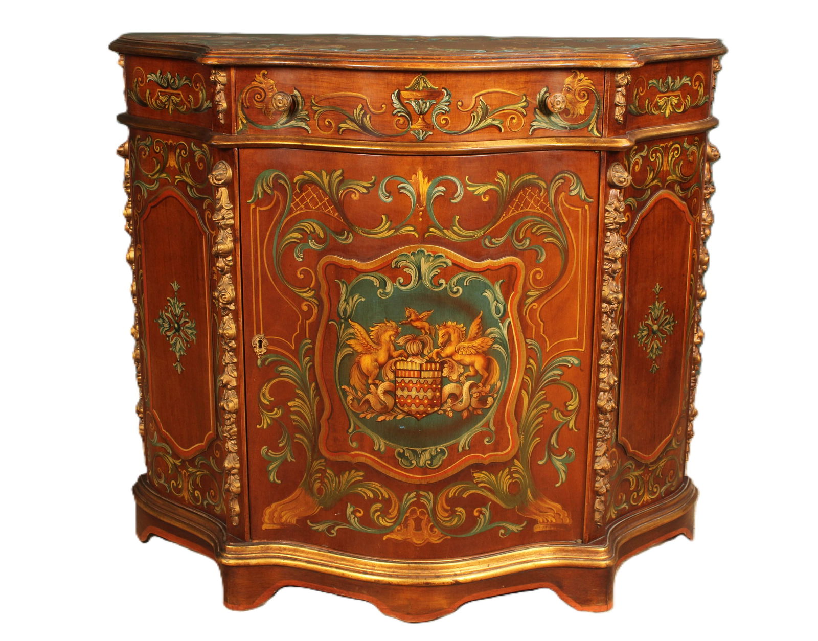 Italian Serpentine Painted Cabinet (1 of 10)