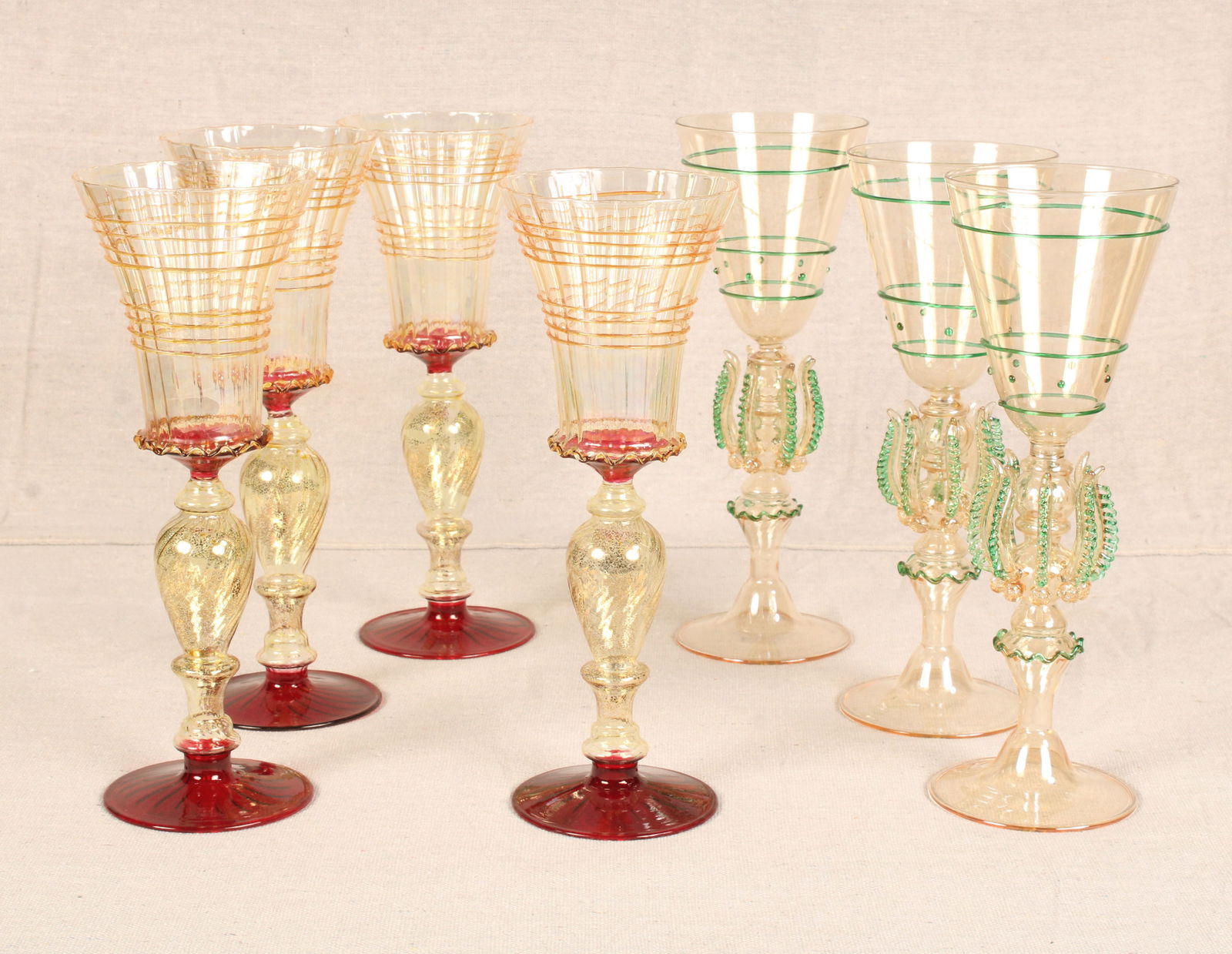 7 Venetian Art Glass Goblet Group (1 of 6)