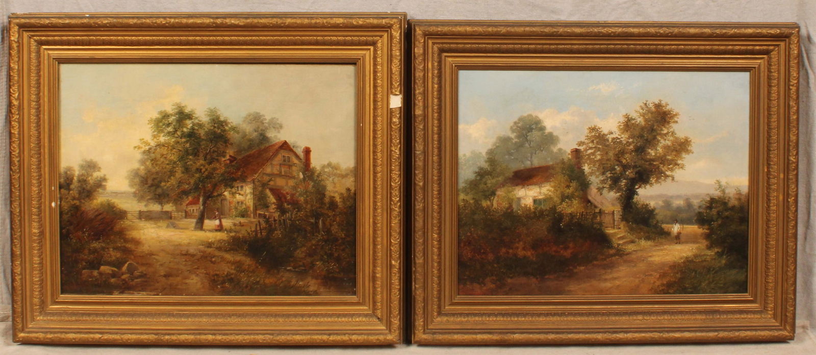 Farmhouse Landscape Oil Paintings, H.W. Henley (1 of 9)