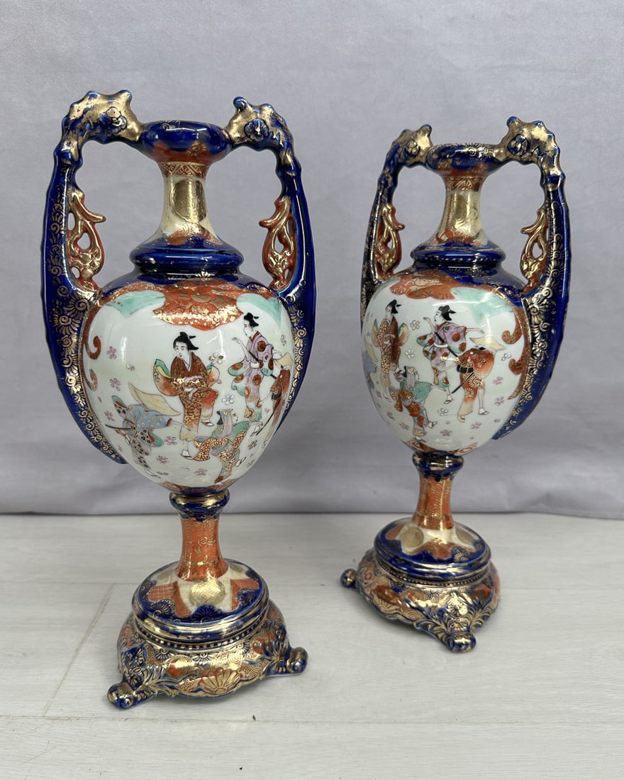 Pair Imari Style Painted Vases (1 of 12)