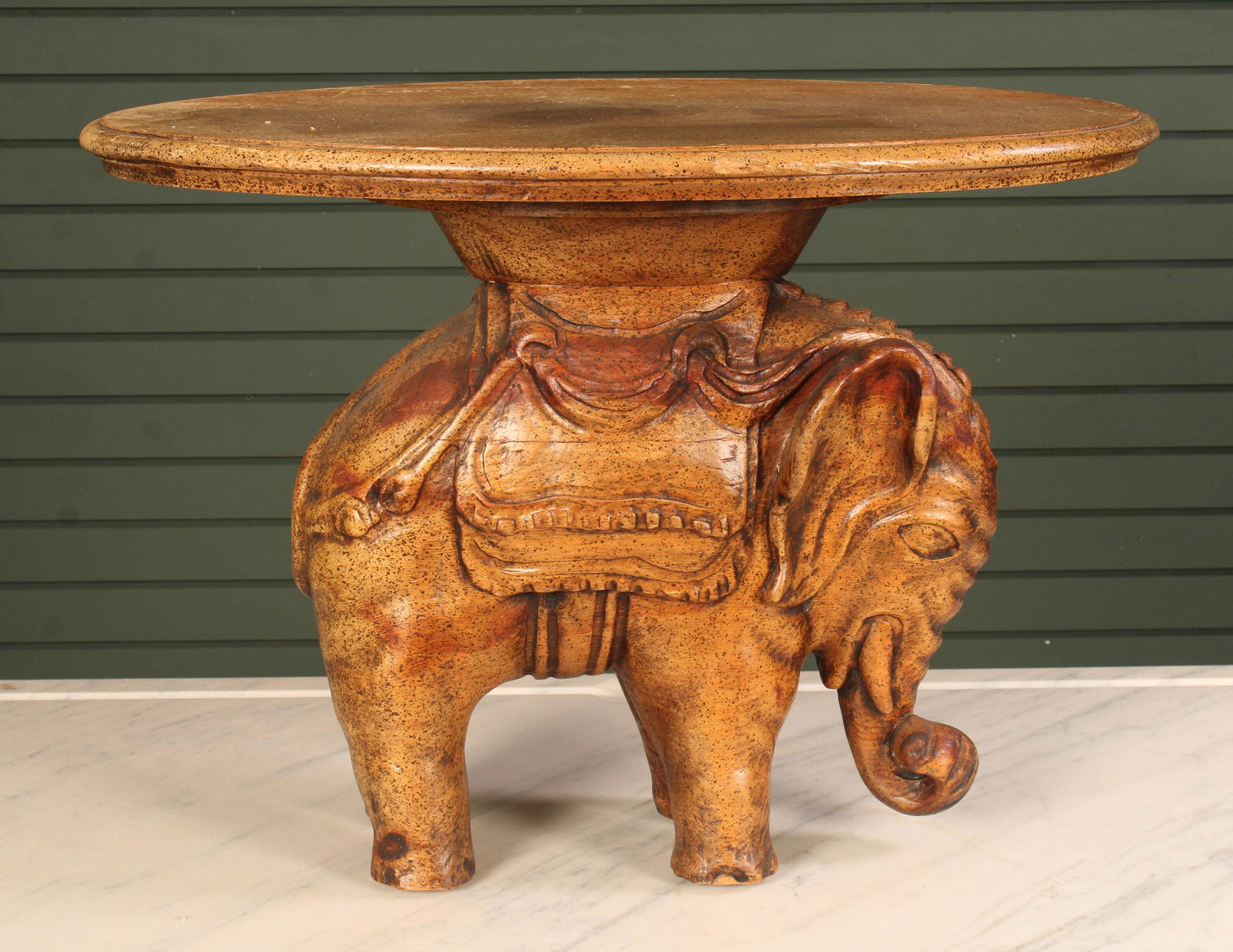 Carved Wood Elephant Table (1 of 7)