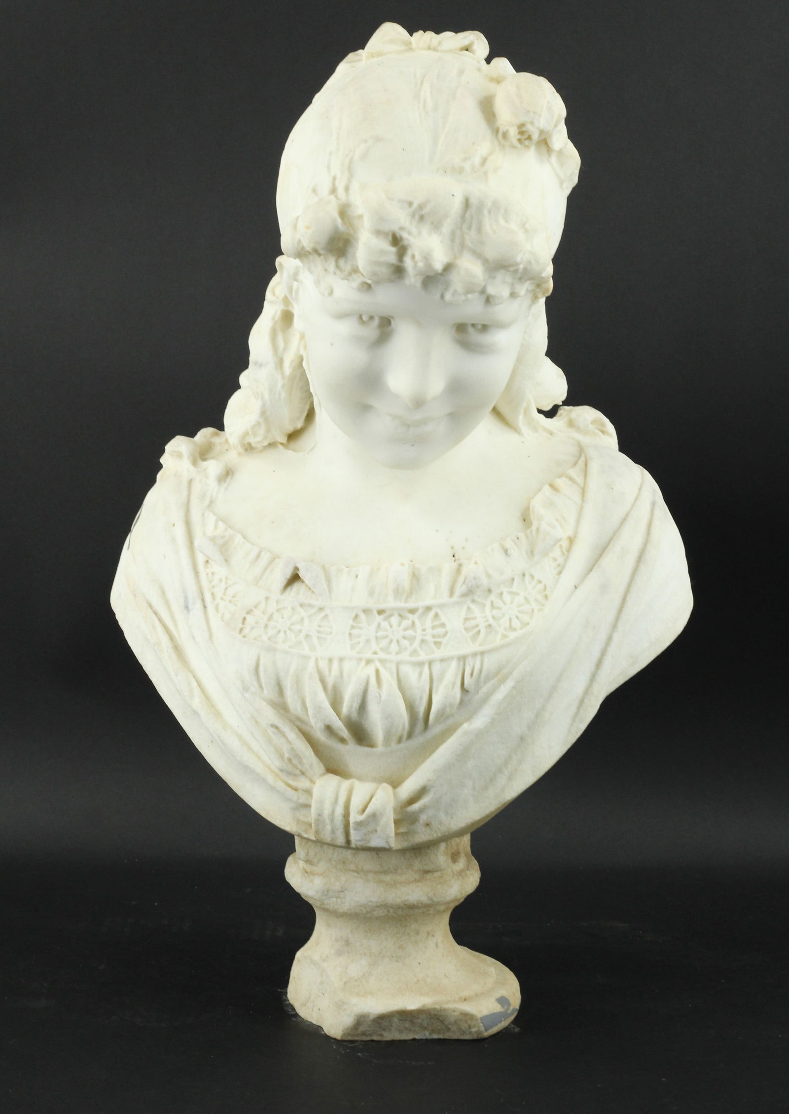 Late 19th C Carved Marble Bust (1 of 8)
