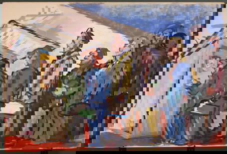 Don Freeman,Original Artwork, Pay Day: Pay Day, acrylic on board painting by Don Freeman (American 1908-1978). Best know for his children's book series Corduroy. Size: 20" H x 30" W