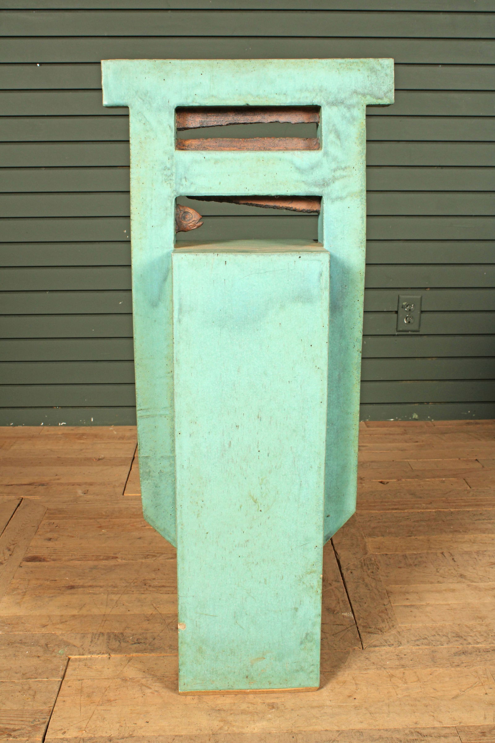 Modernist Ceramic Verdigris Sculpture (1 of 9)