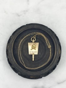10K Gold Watch Key with Skull, Necklace