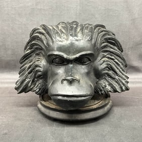 Figural Bronze Primate Head