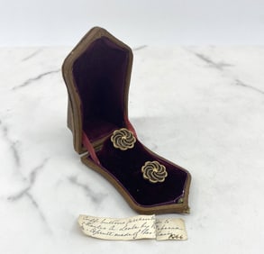 Early Victorian Hairwork Cuff Buttons