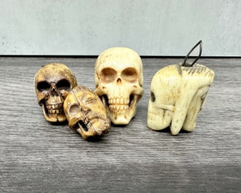 Collection Of Carved Bone Skulls, Memento Mori