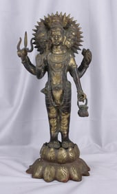 Lord Brahma Antique Bronze Statue